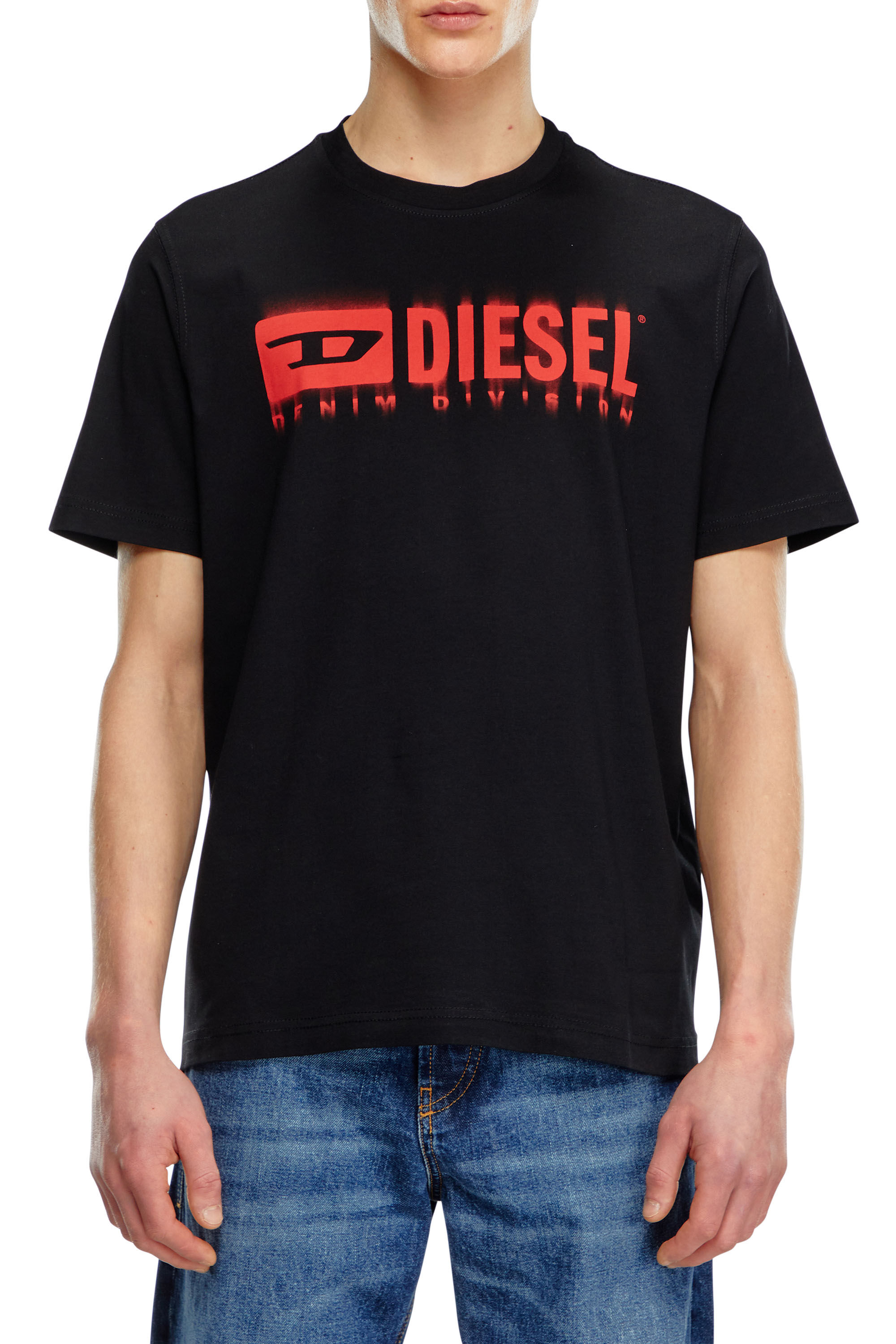 Diesel - T-ADJUST-Q7, T-shirt avec logo Diesel effet flou Homme in Noir - 1