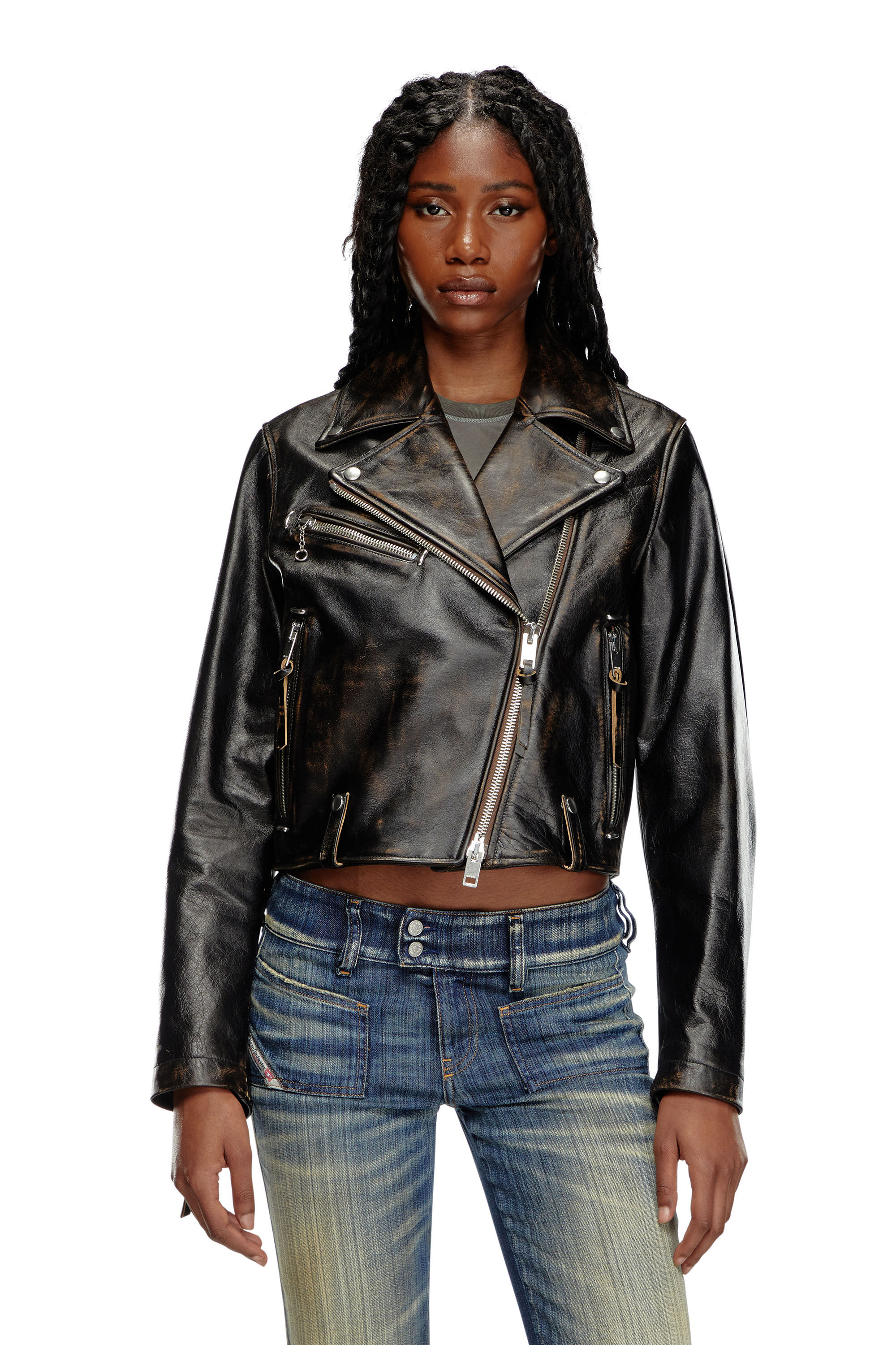 Veste motard cuir femme new arrivals