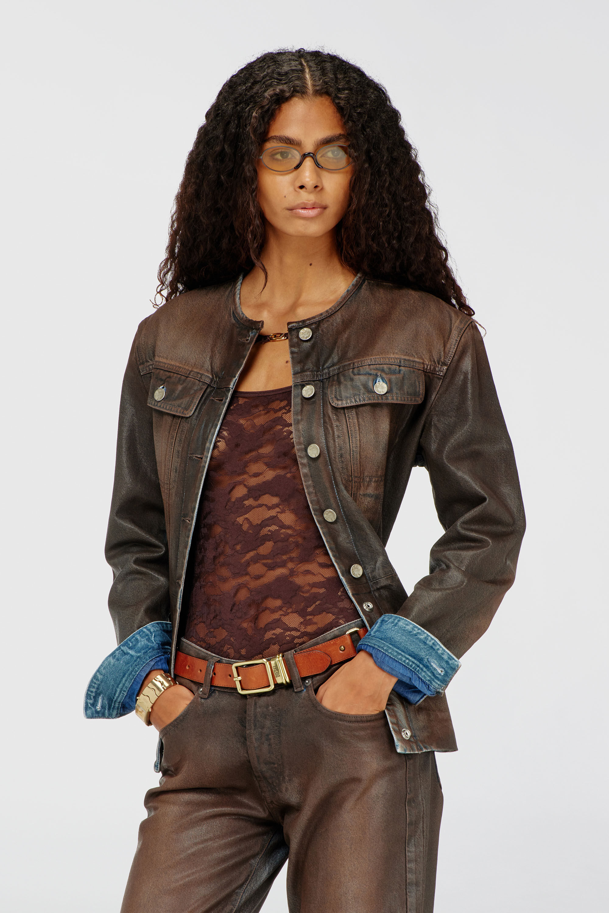 Diesel - LENA-UTLT, Body en dentelle camouflage Femme in Marron - 5