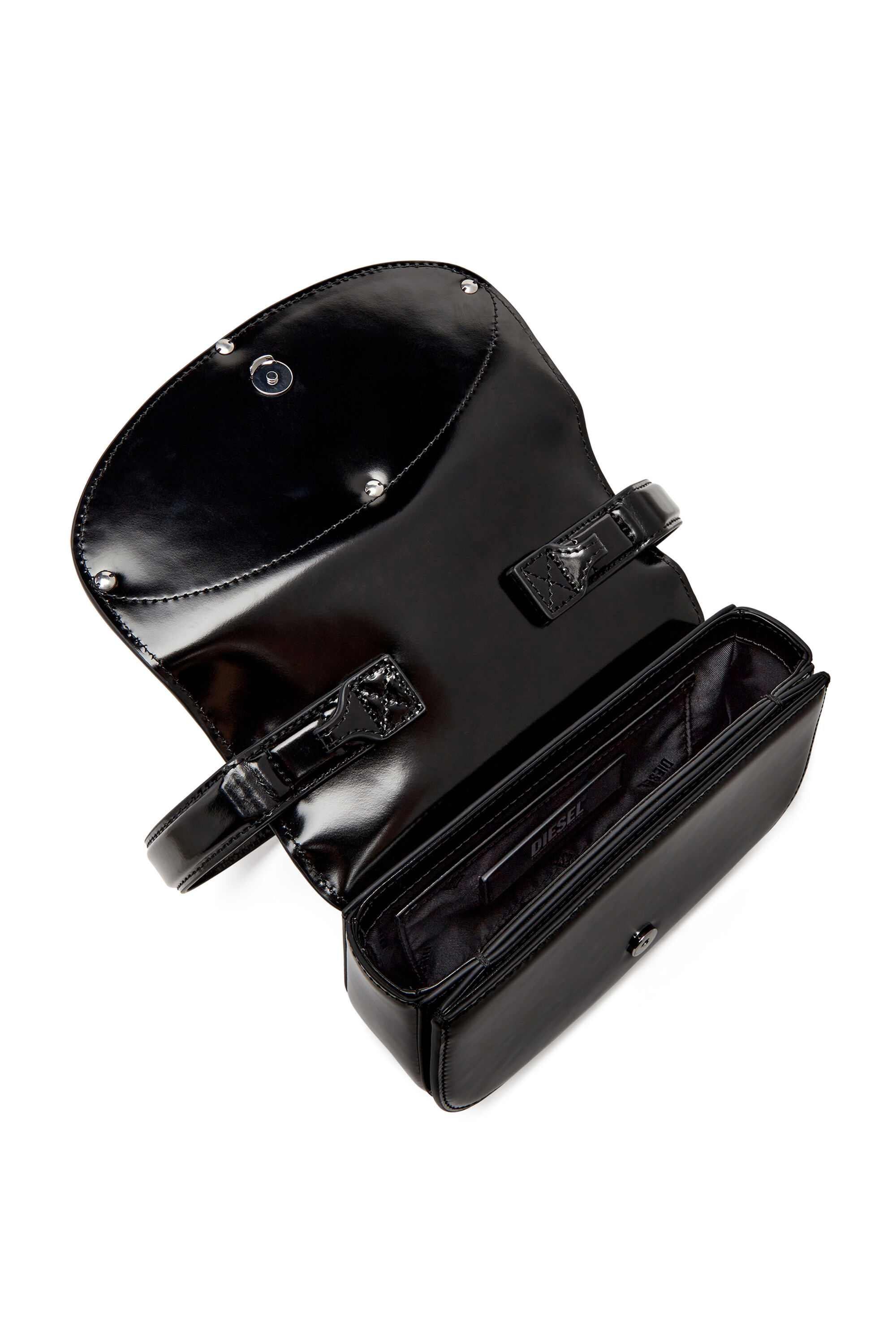 Diesel - 1DR, 1DR-Sac à bandoulière emblématique en cuir miroir Femme in Noir - 5