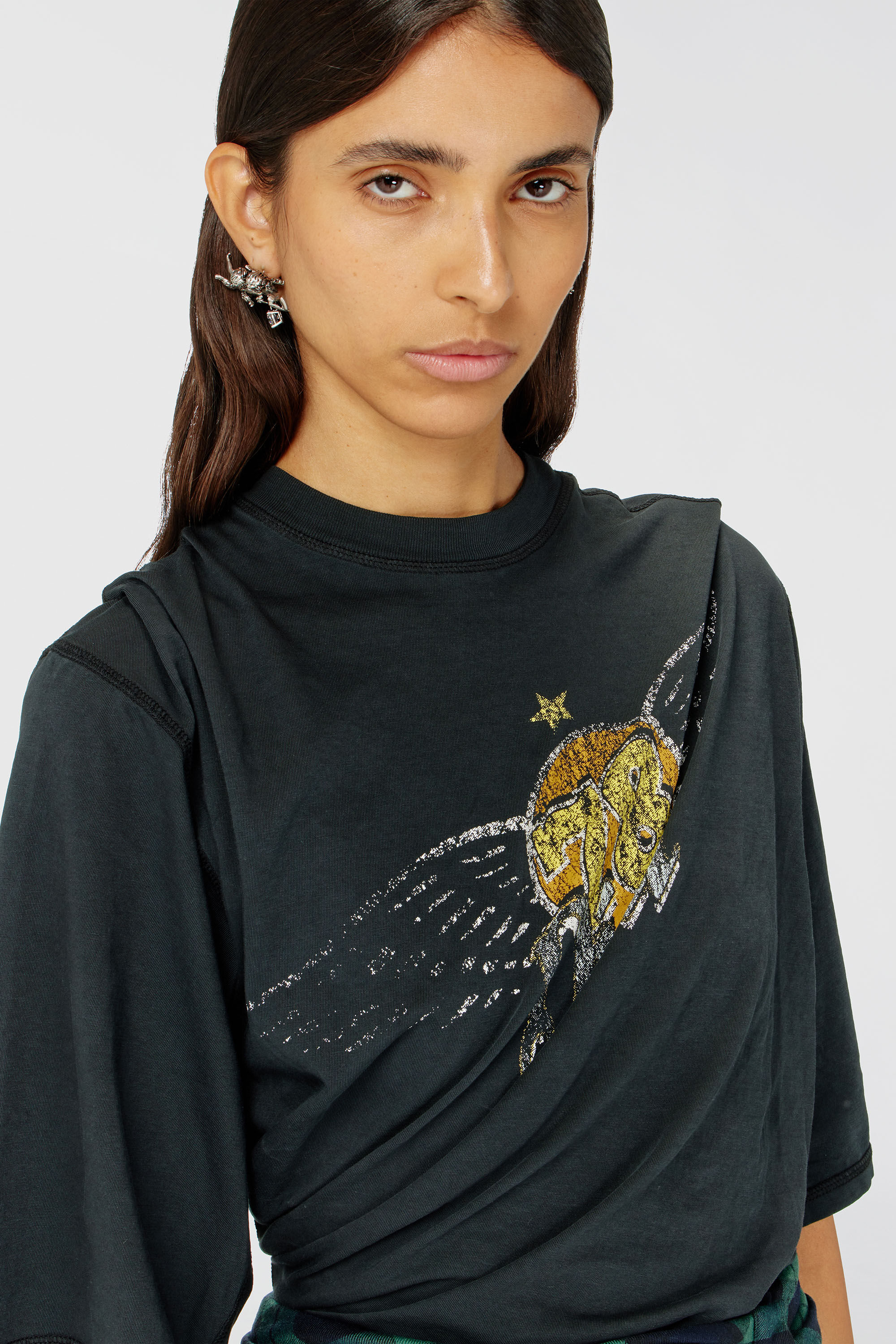 Diesel - T-MILLA-JER, Body T-shirt avec motifs concert Femme in Noir - 5