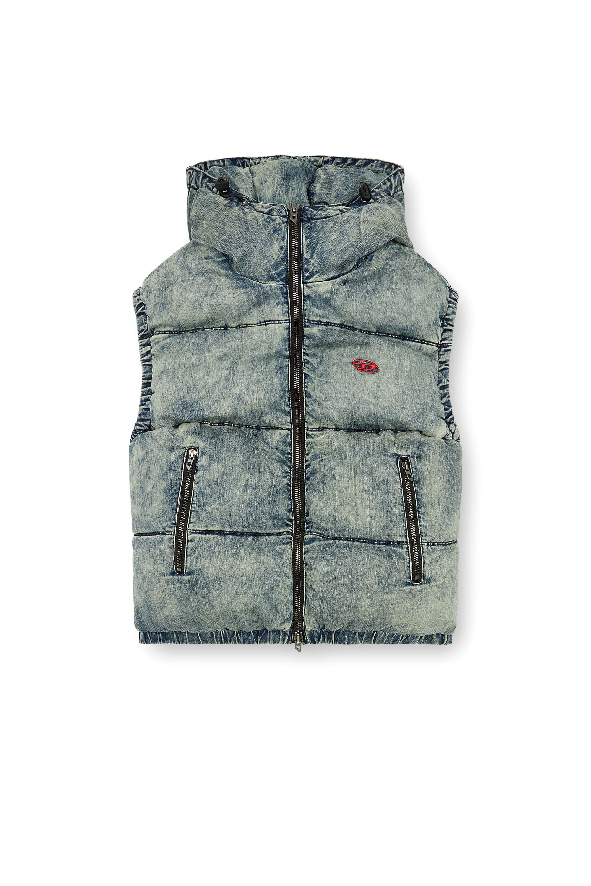 Diesel - W-MONS-SL, Gilet matelassé en denim délavé Homme in Bleu - 2