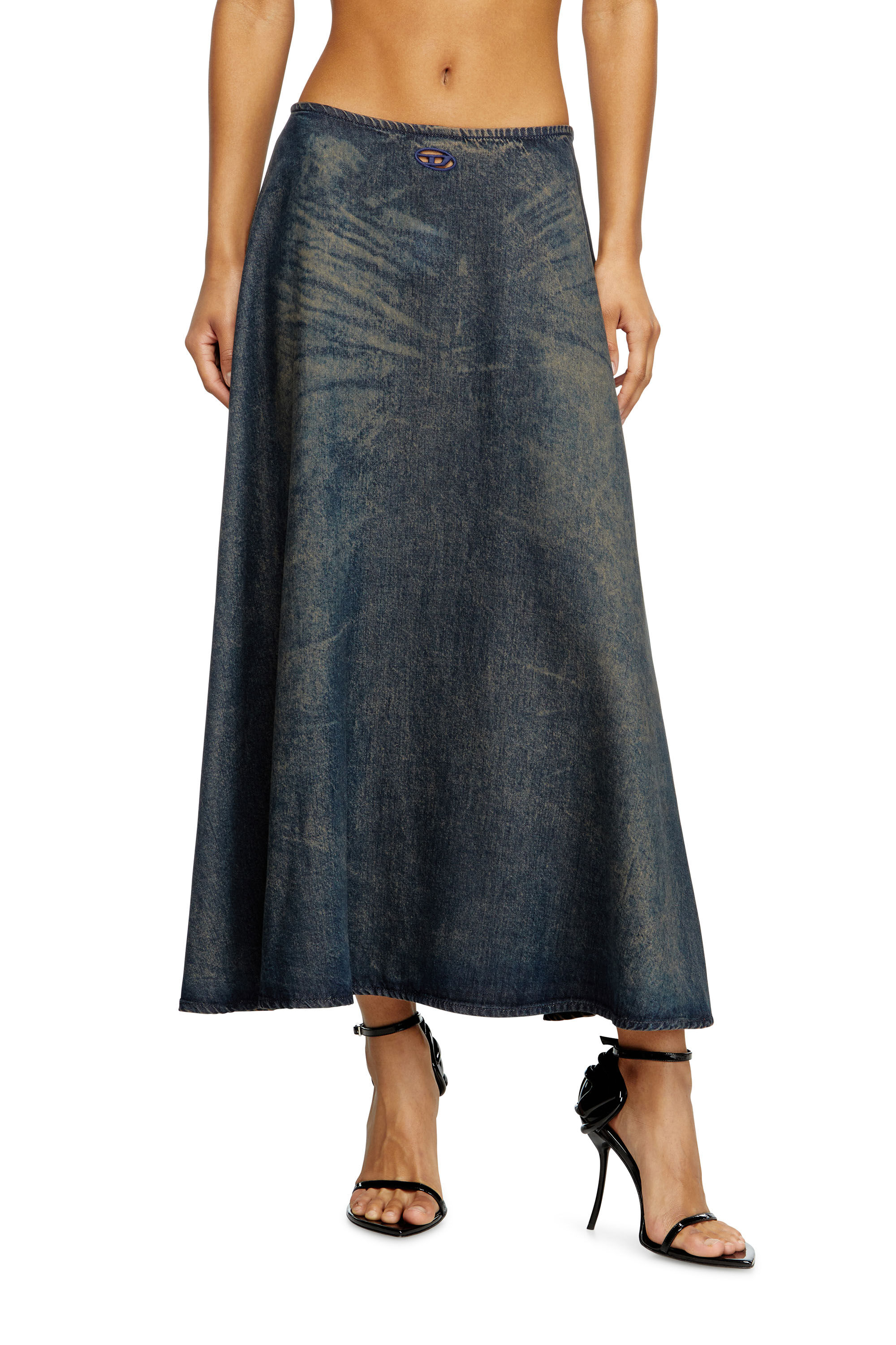 Diesel - DE-ANNIE-S, Jupe évasée en denim fluide effet sali Femme in ToBeDefined - 3