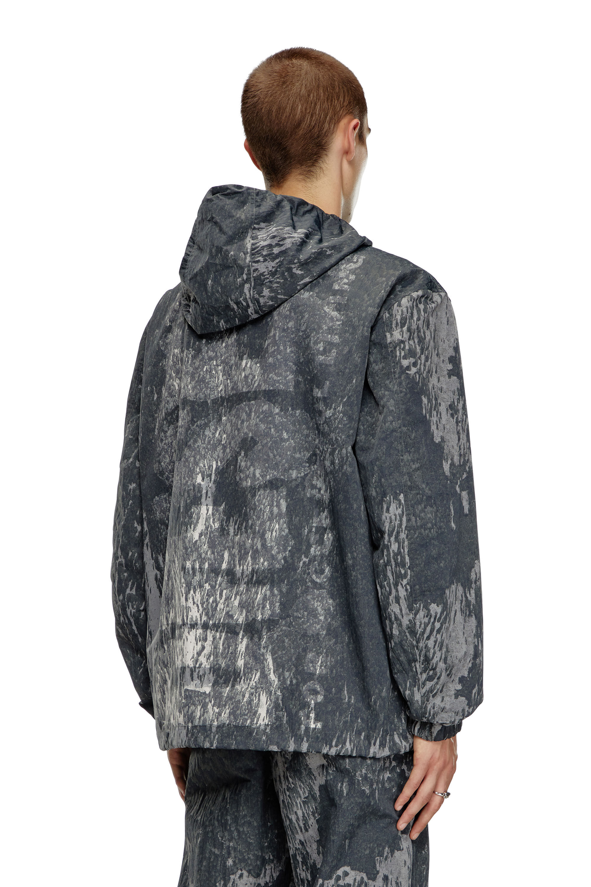 Diesel - J-BRICK, Coupe-vent à capuche avec imprimé « Rain Camo » Homme in Noir - 4