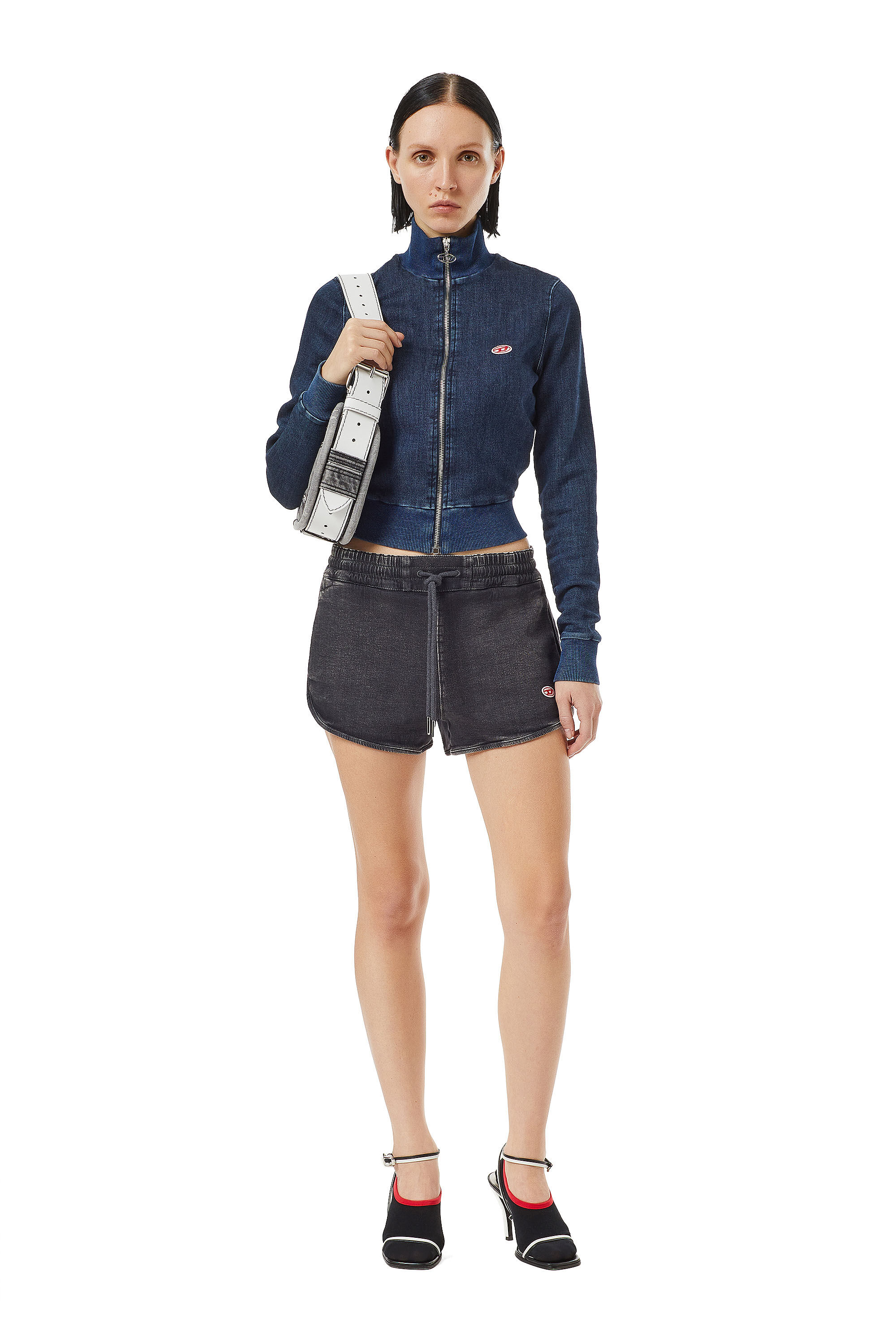 Diesel - D-SUNNY TRACK DENIM RUNNING SHORTS, Noir/Gris foncé - Image 1