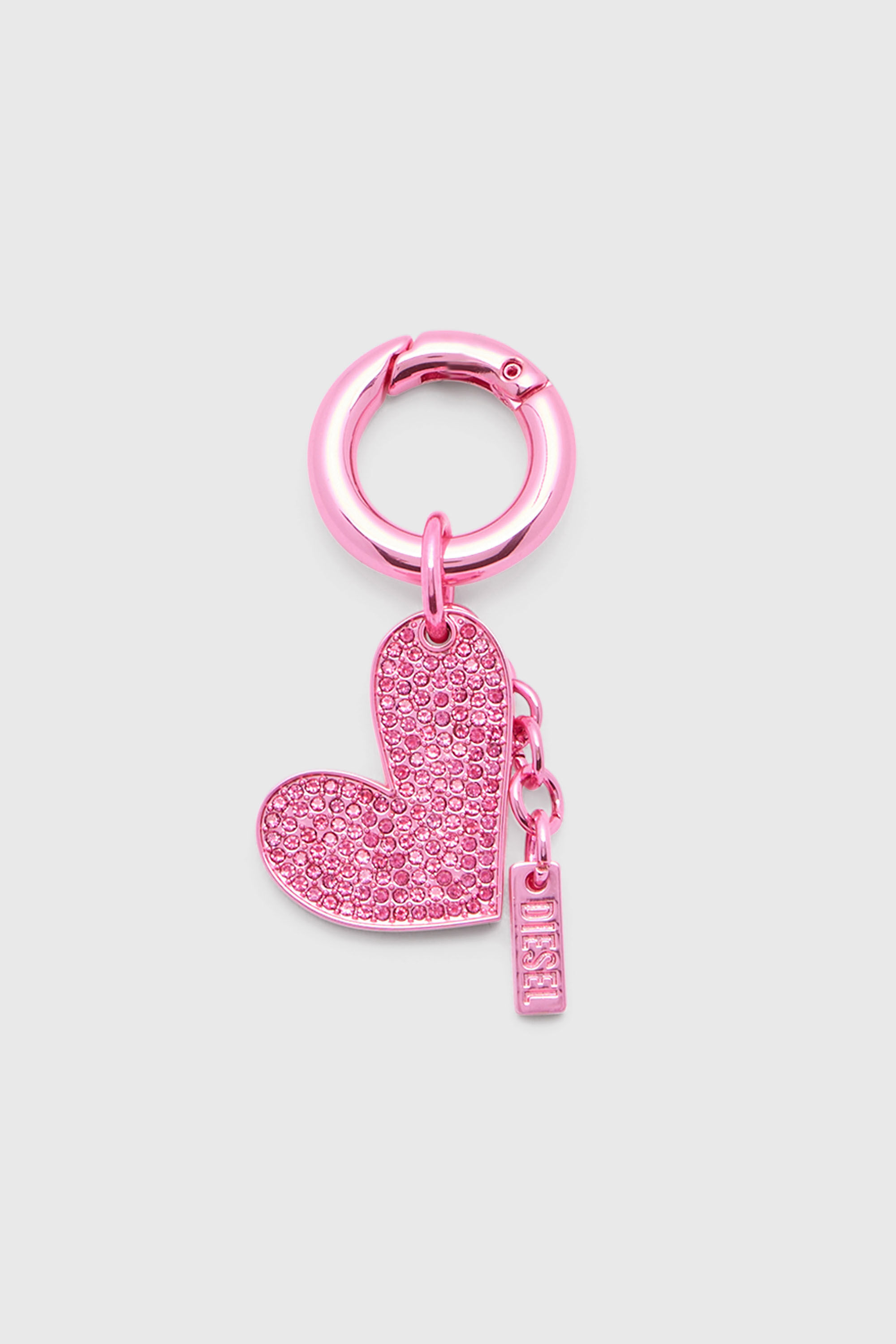 Diesel - CHARM-HEART, Breloque c&oelig;ur en m&eacute;tal avec strass Femme in Rose - 1