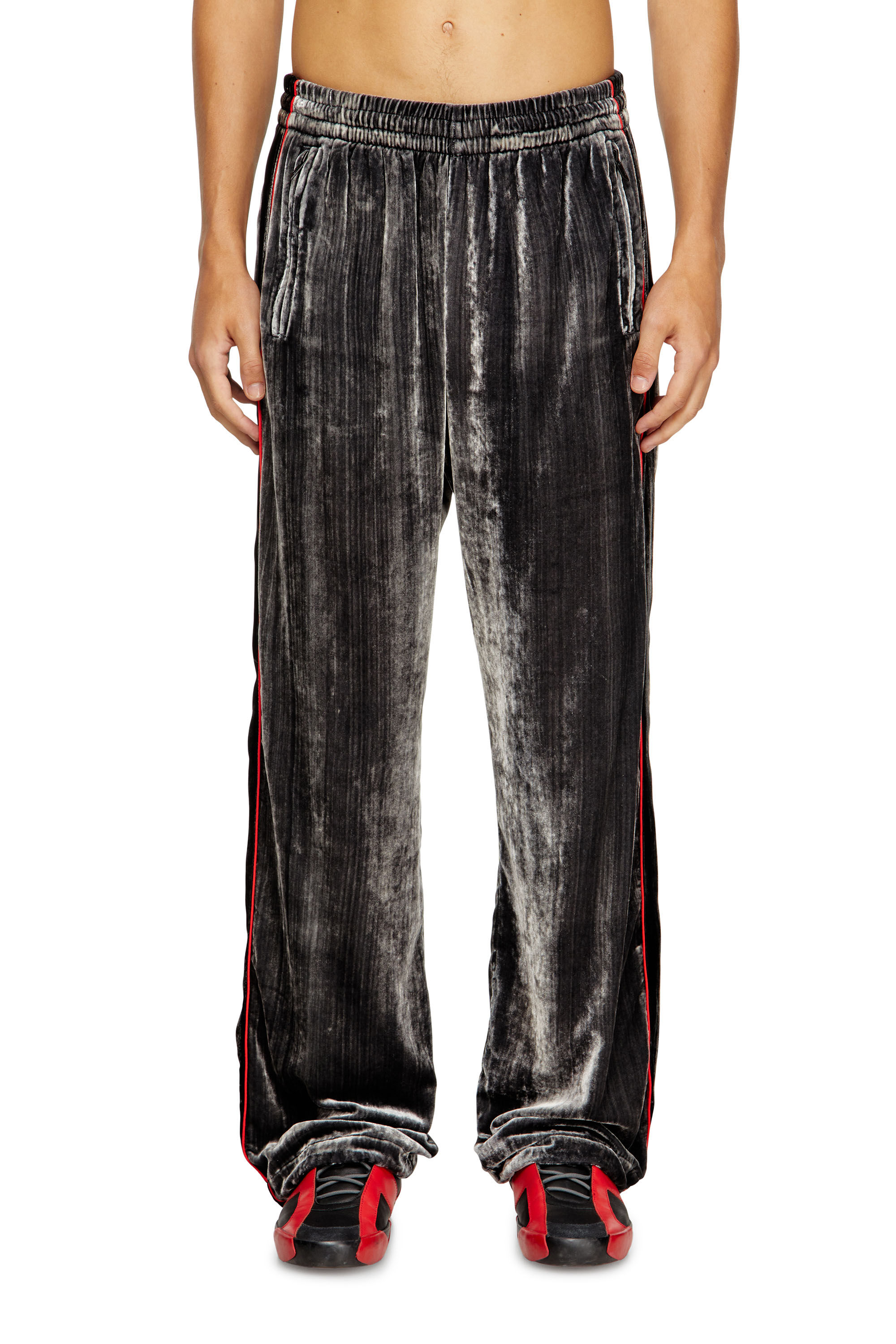 Diesel - P-HAY, Pantalon de survêtement en velours traité Homme in Gris - 3