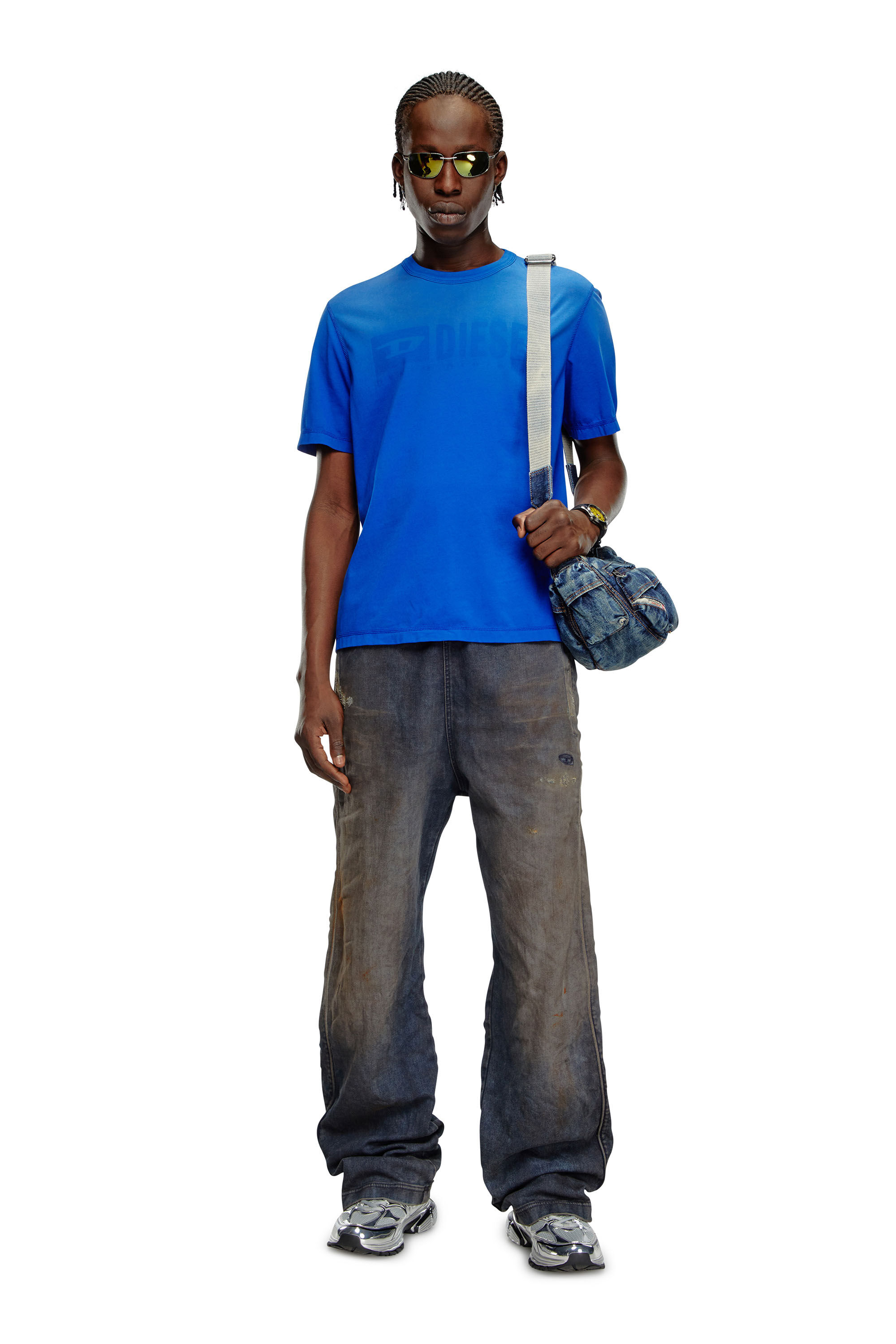 Diesel - T-ADJUST-K4, Homme T-shirt avec traitement délavé par le soleil in Bleu - Image 1