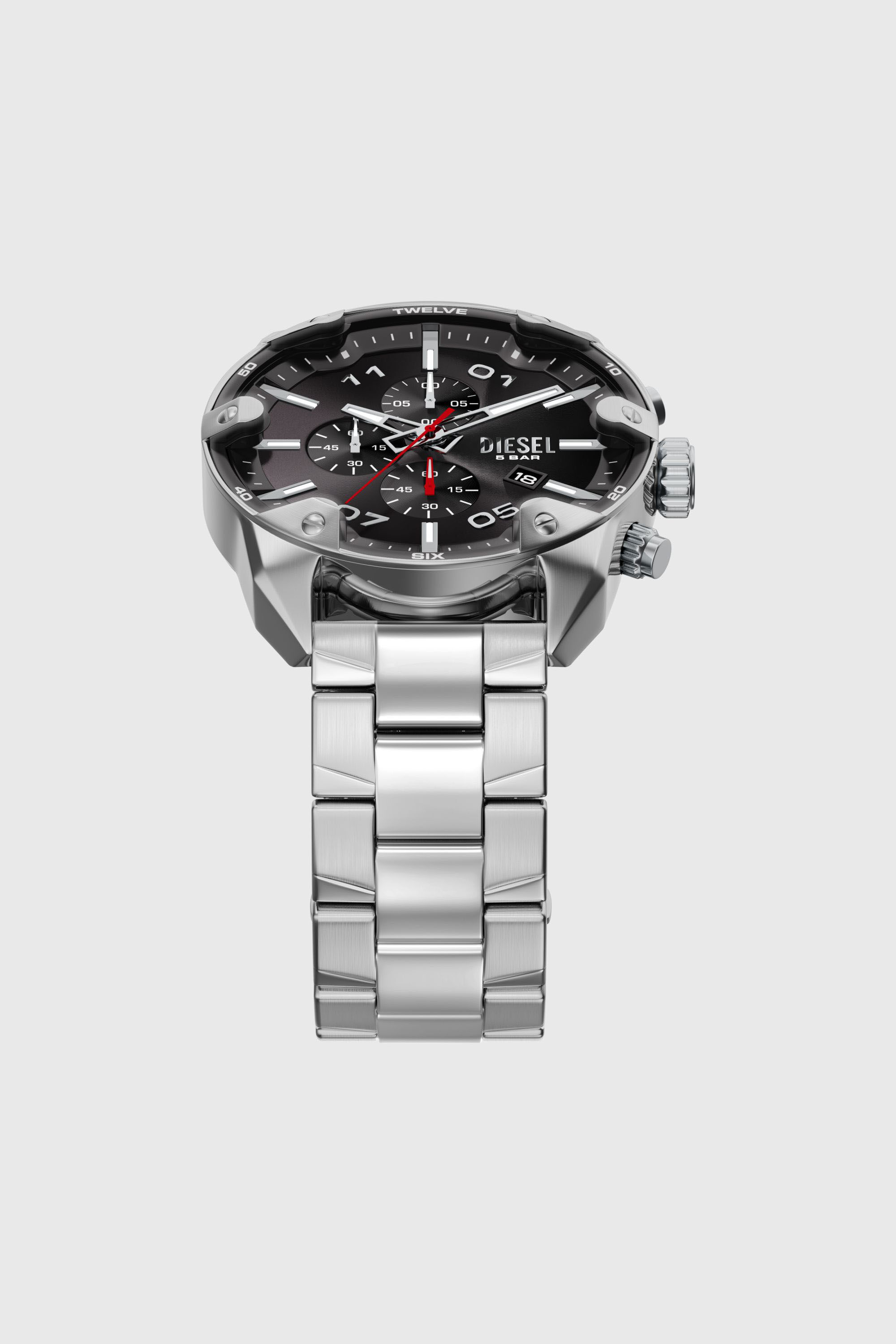 Diesel - DZ4709 WATCH, Montre Spiked en acier inoxydable Homme in Gris argent&eacute; - 4
