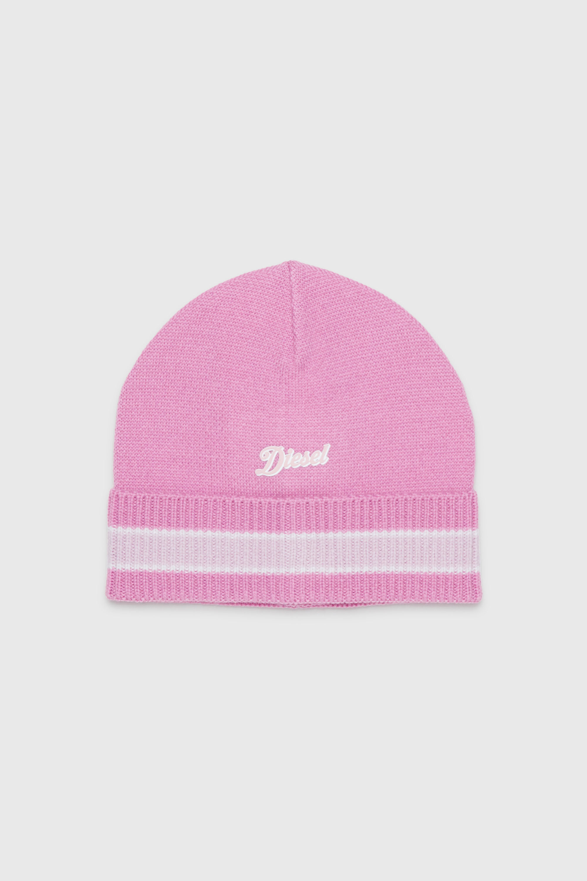 Diesel - FMOB, Bonnet ray&eacute; en m&eacute;lange de laine Mixte in Rose - 1