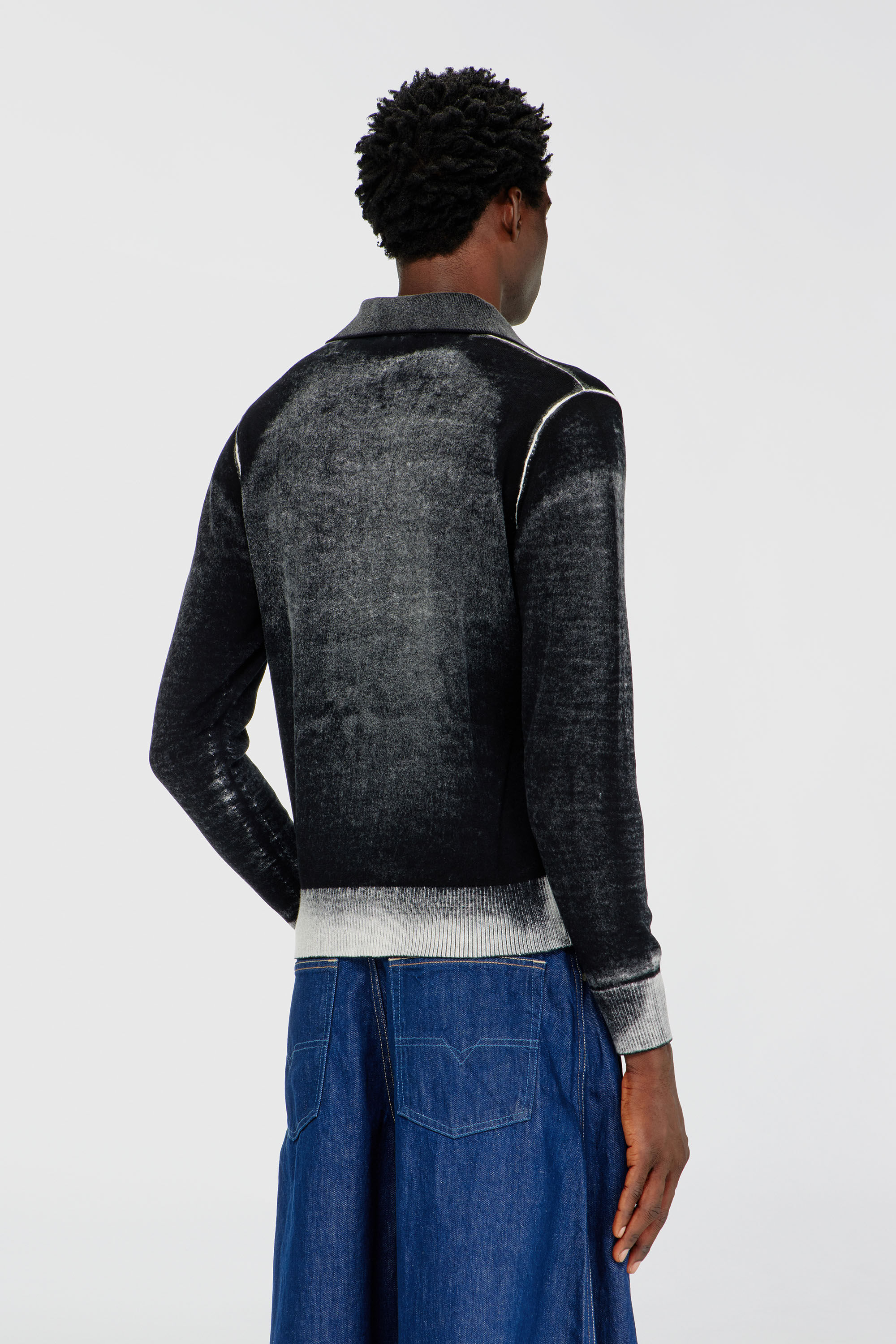 Diesel - K-LORENZO, Pull polo avec imprim&eacute; invers&eacute; Homme in Noir - 4