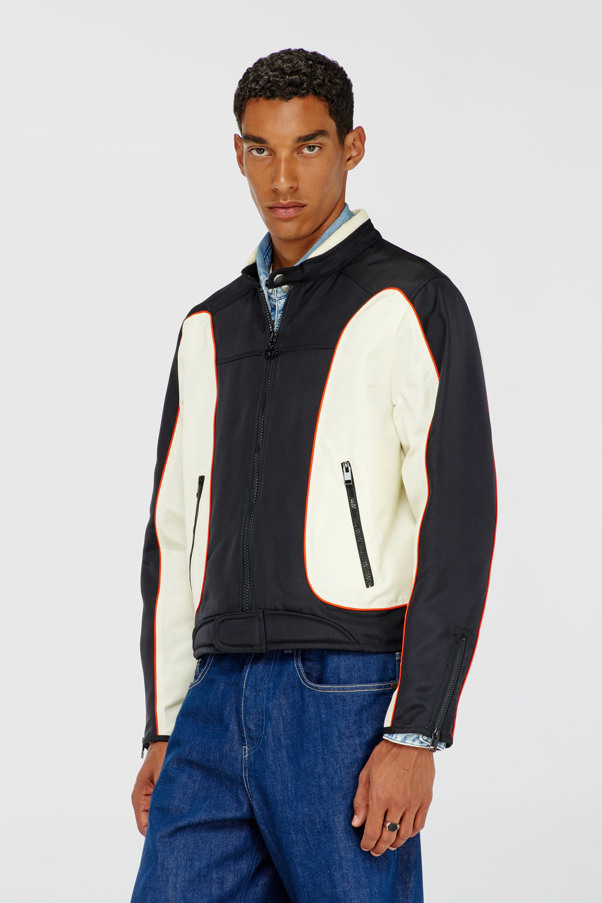 Diesel - J-BLINK-A, Veste biker color-block avec passepoil Homme in Polychrome - 3