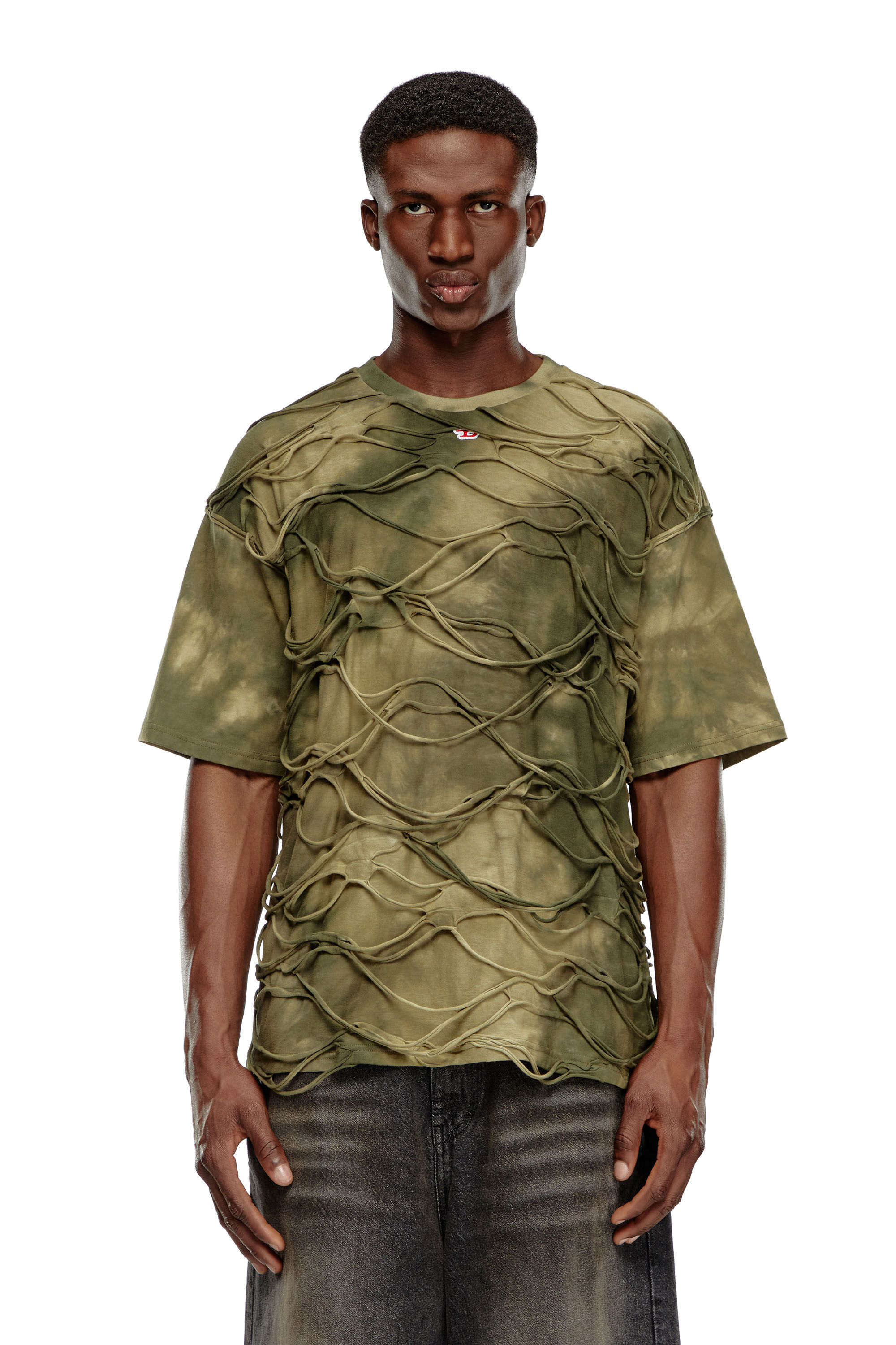 Diesel - T-BOXKET, Homme T-shirt avec fils flottants in Vert - Image 5