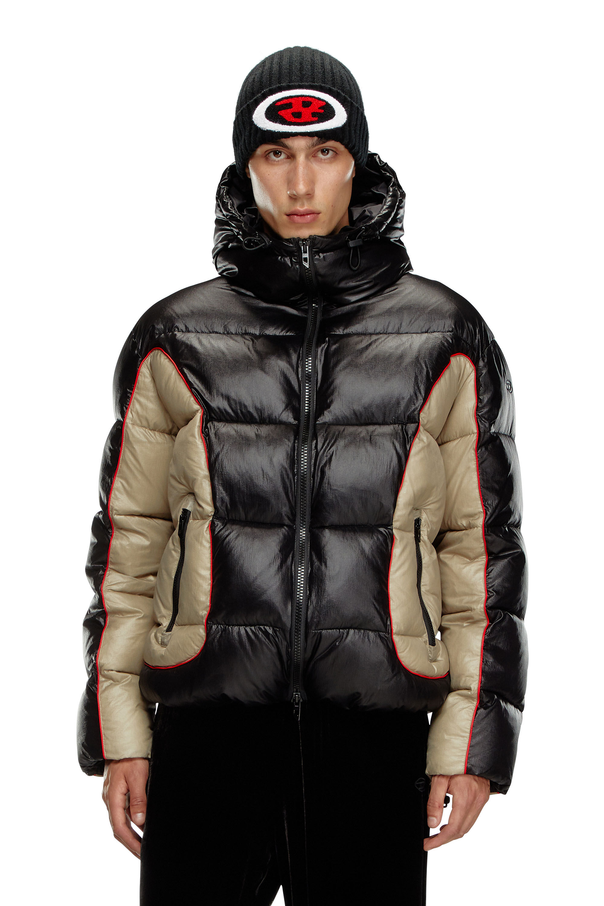 Veste doudoune a capuche en ripstop brillant Homme Polychrome Diesel