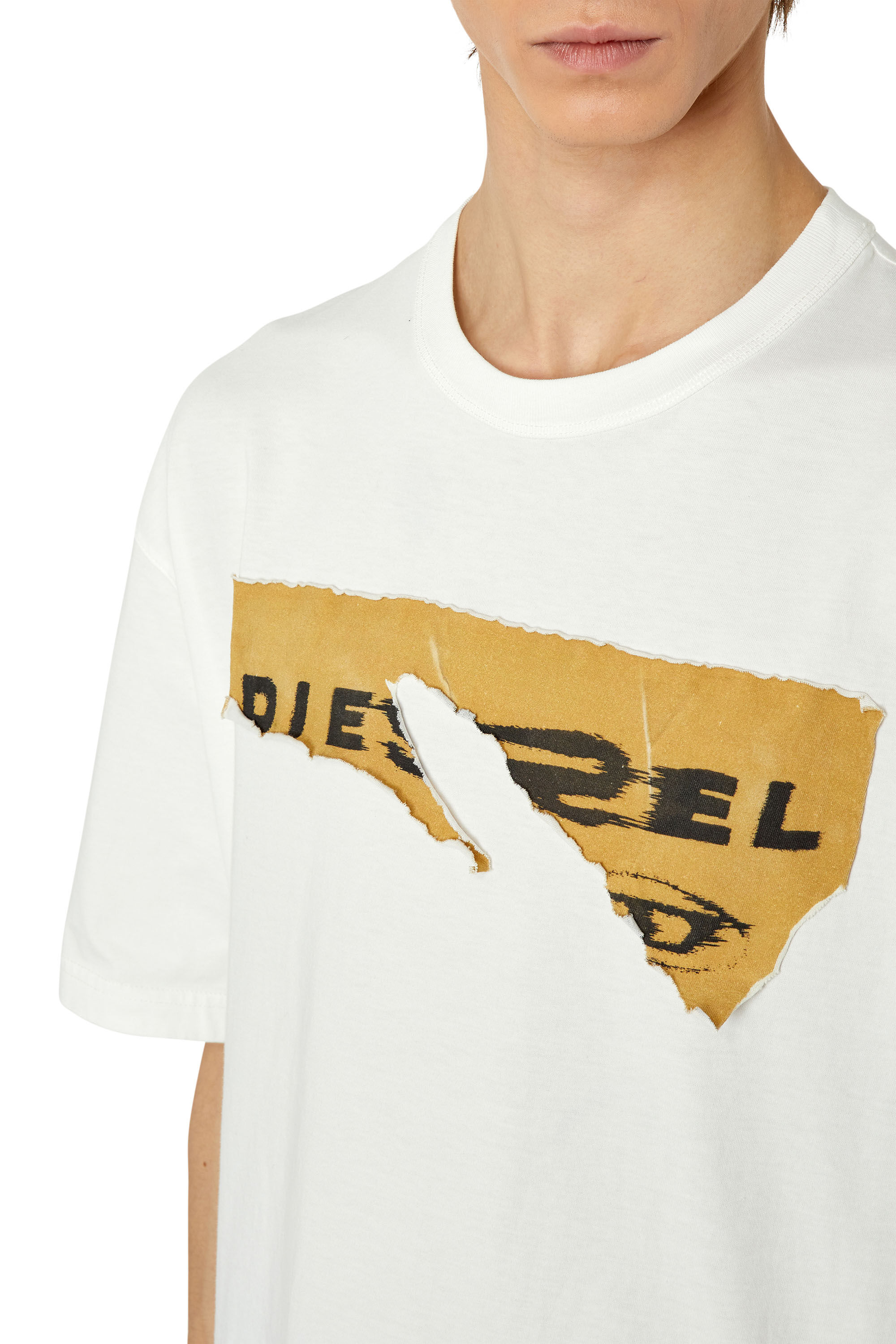 Diesel - T-WASH-POFF, Man's T-shirt with peel-off patches in White - 4