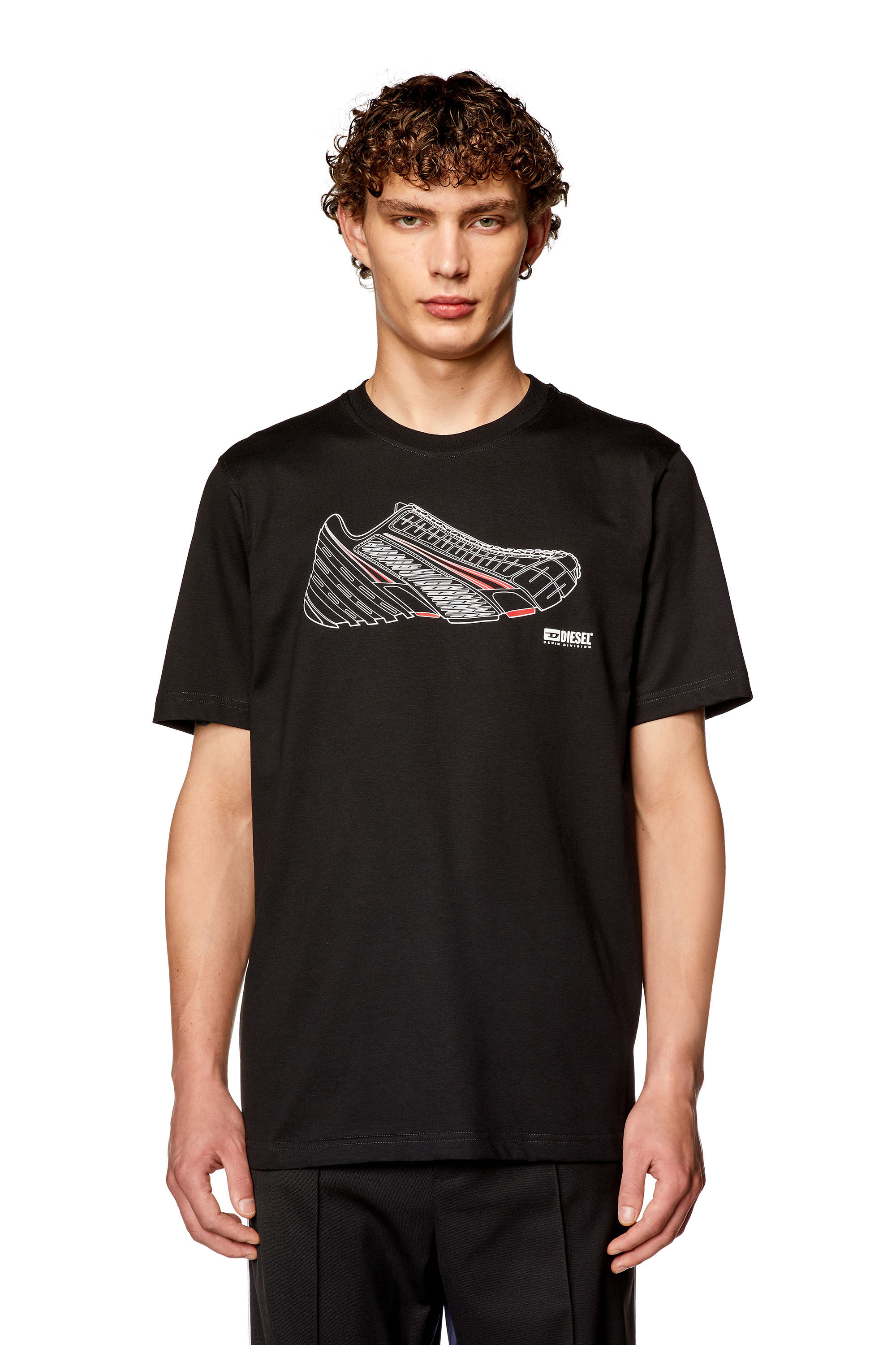 Diesel - T-JUST-SHOE, T-shirt avec imprimé sneaker Prototype Homme in Noir - 2