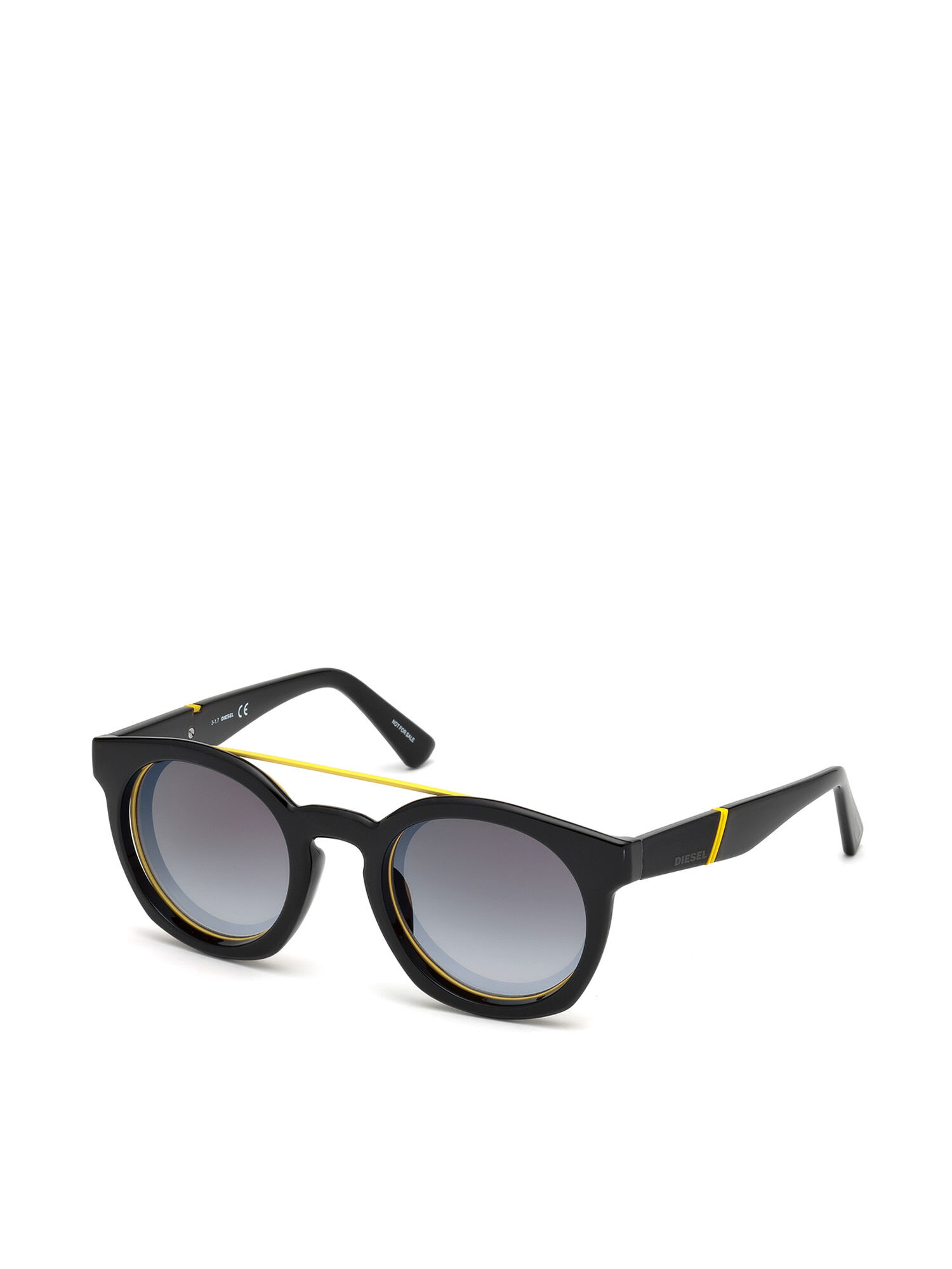 Diesel - DL0251, Lunettes rondes avec « clip-back » brillant Mixte in Noir - 5