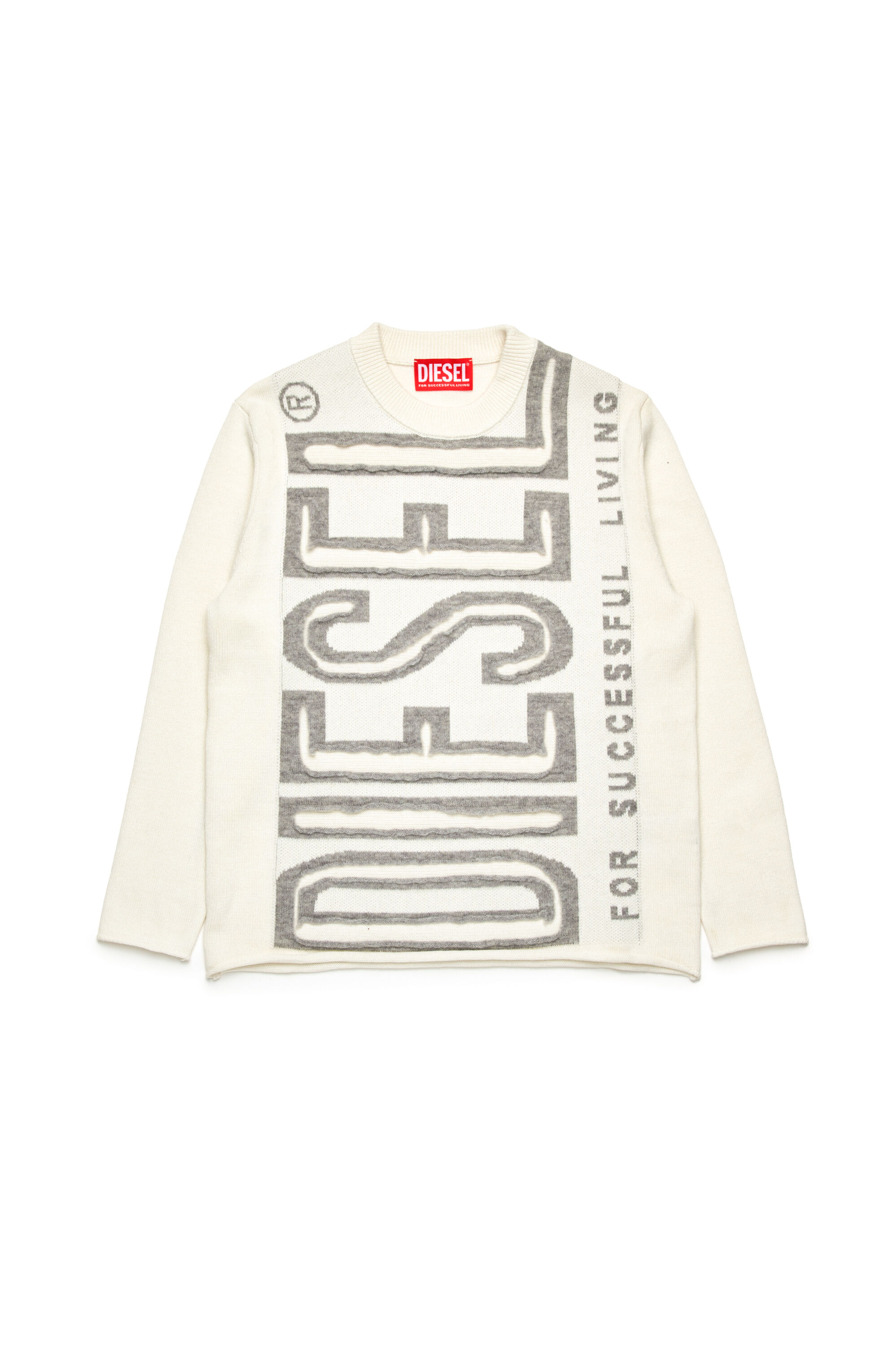 Diesel - KFLOYD OVER, Pull avec logo effet peel-off Homme in Blanc - 1