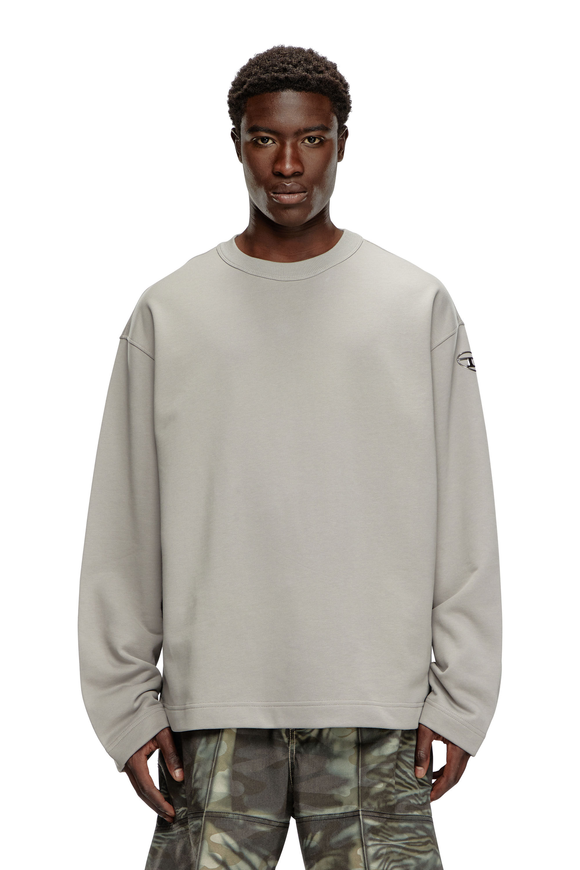 Sweat shirt oversize avec logo metallise Homme Gris Diesel