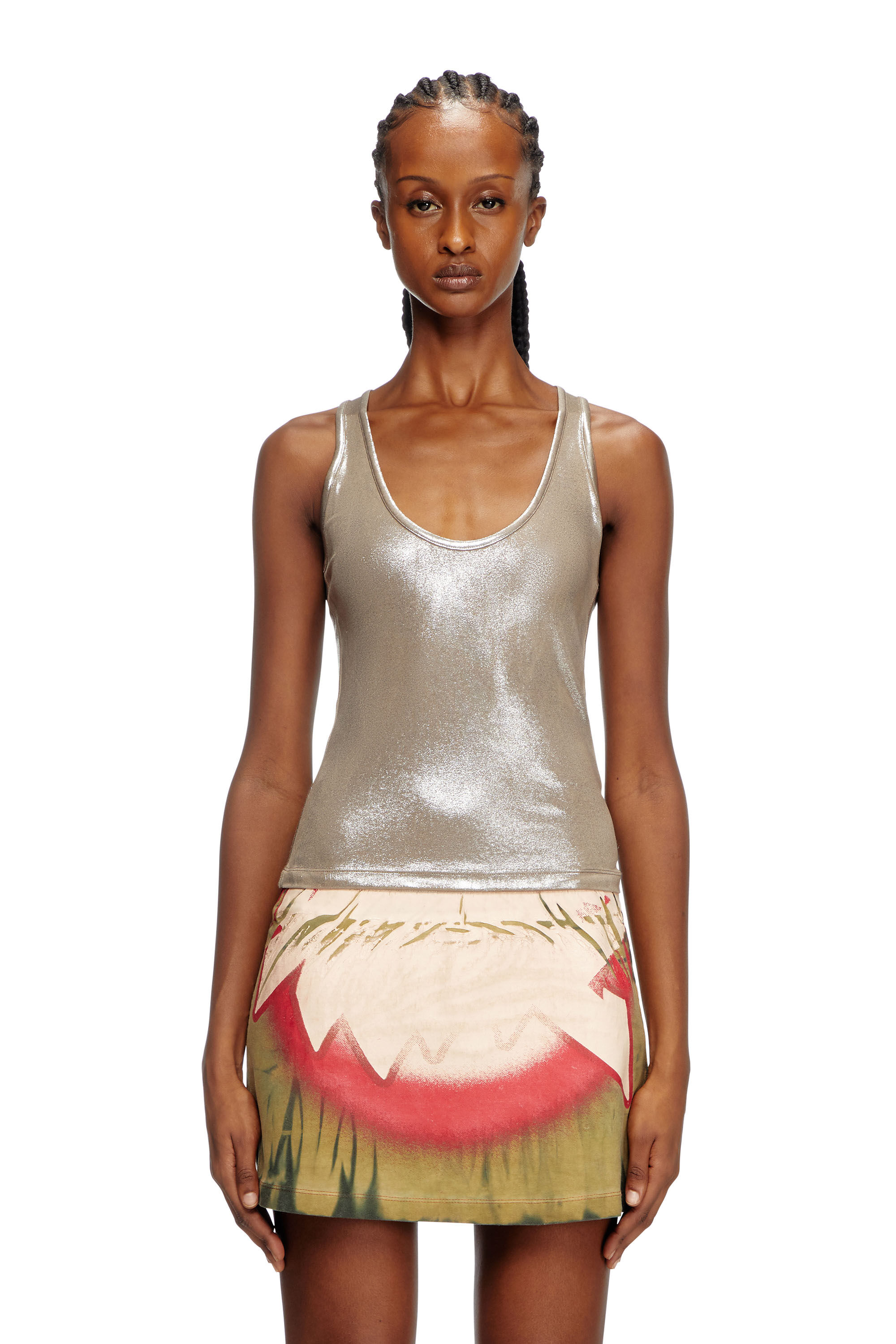 Diesel - T-AMA, Débardeur métallisé Femme in Beige - 3