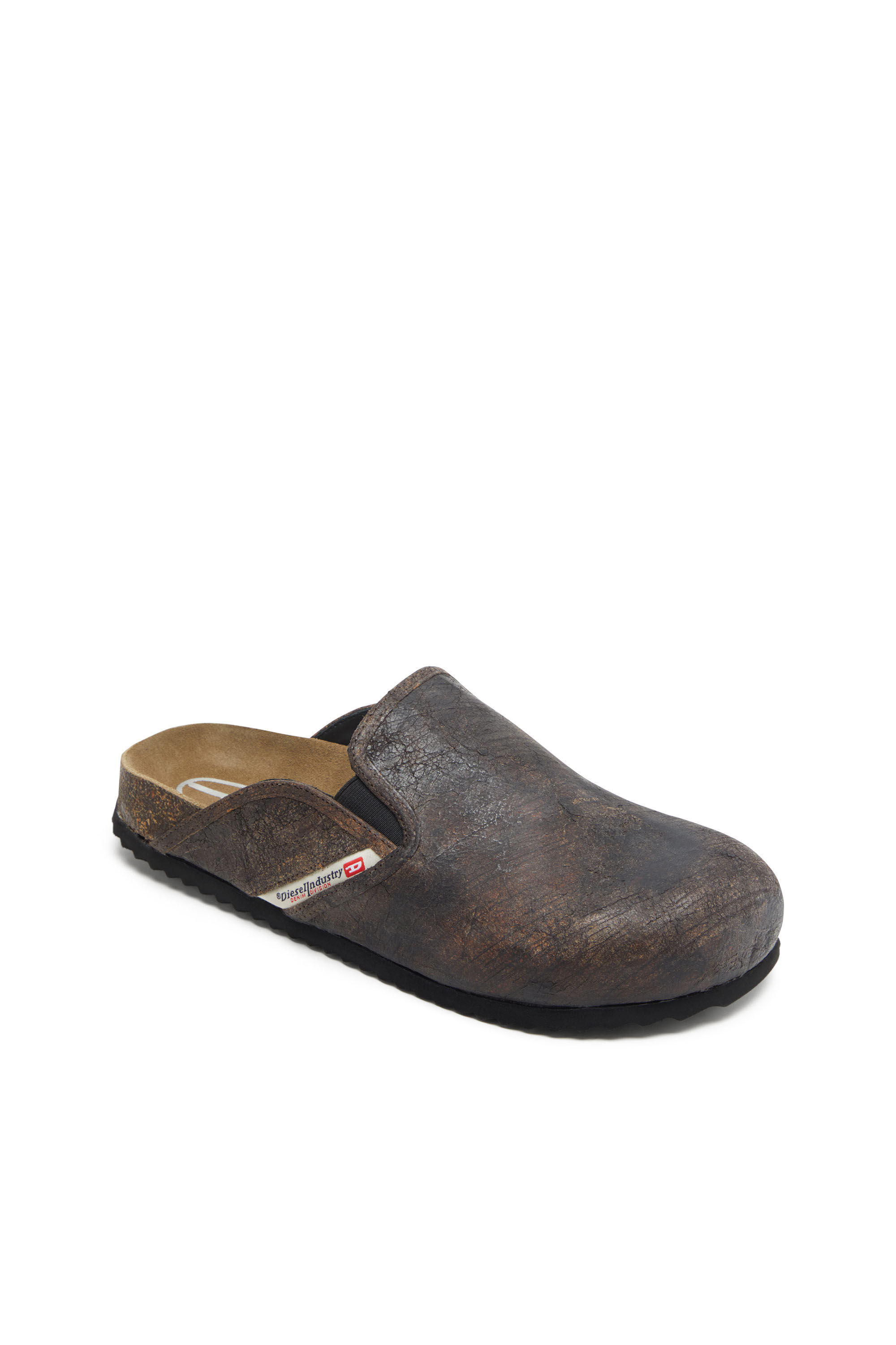 Diesel - D-WOODSTOCK SLIP-ON, D-Woodstock-Sabots en daim à effet craquelé Homme in Marron - 6