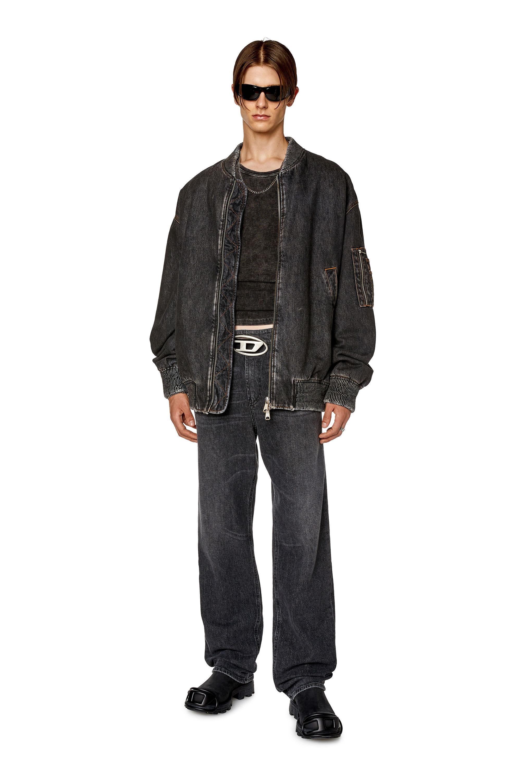 Diesel - Straight Jeans 1955 D-Rekiv 0CKAH, Noir/Gris foncé - Image 1