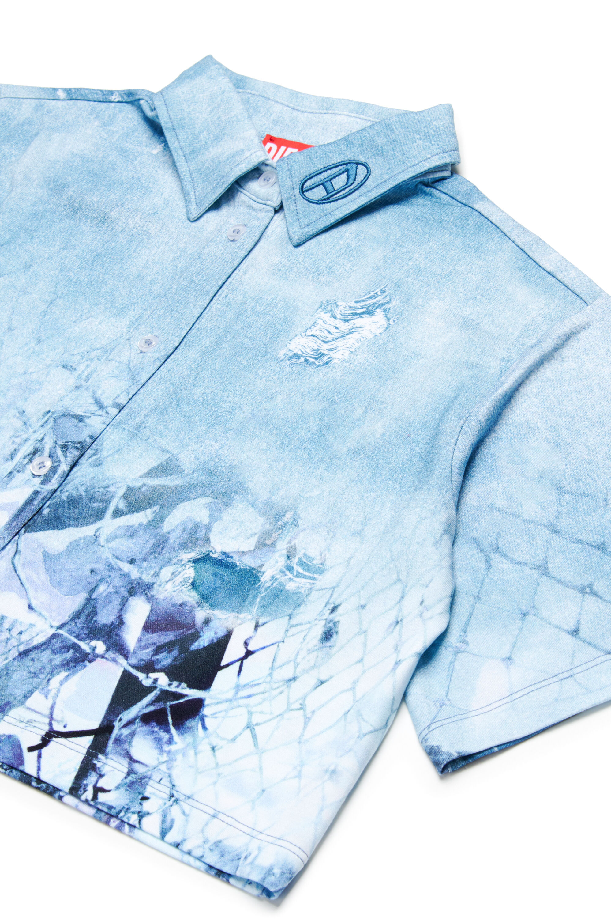 Diesel - CERDY, Chemise cropped avec imprimé Camouflower Femme in Bleu - 3