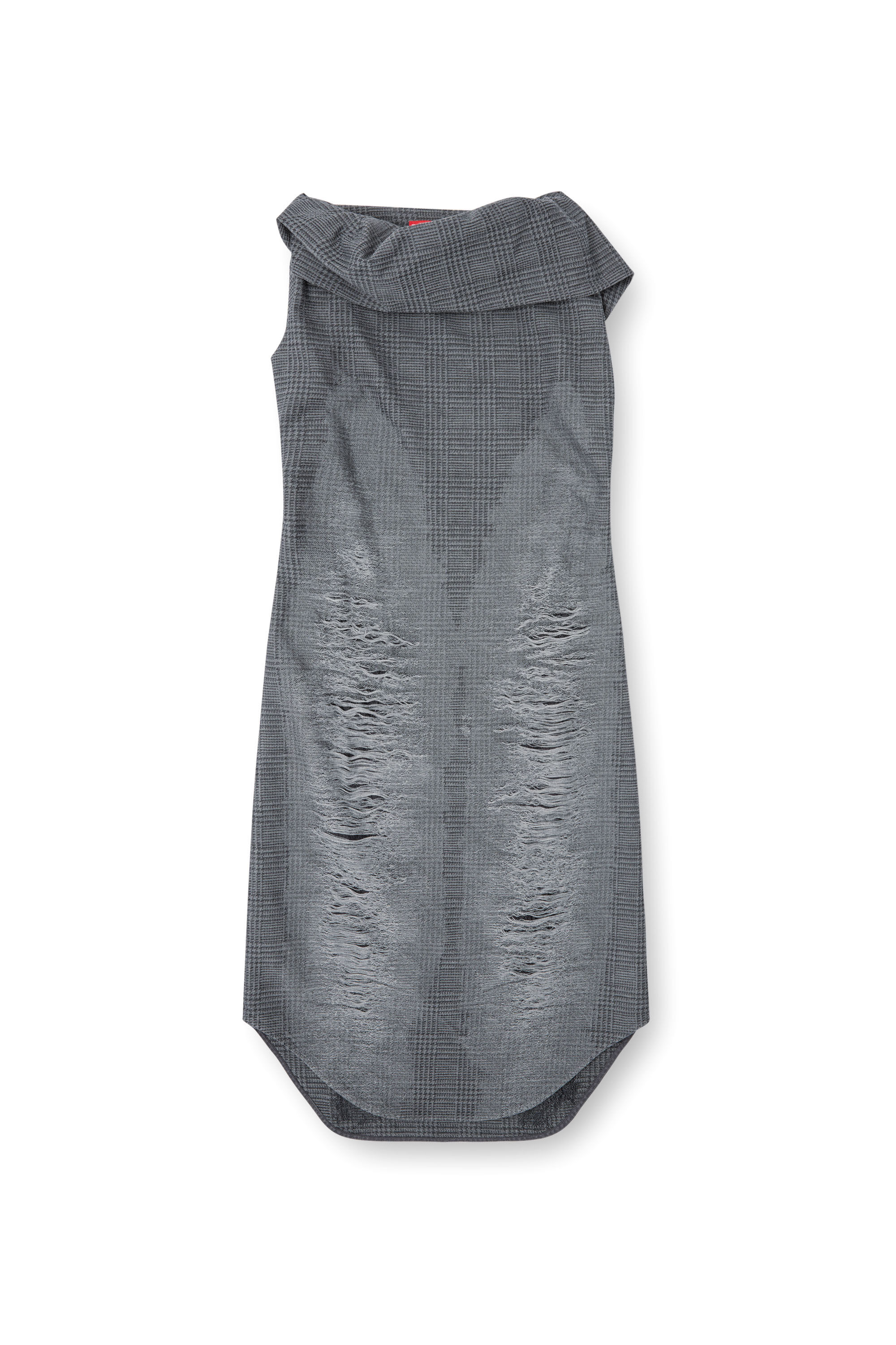 Diesel - D-MAUVE, Robe midi à motif Prince-de-Galles avec effet vieilli Femme in Gris - 2