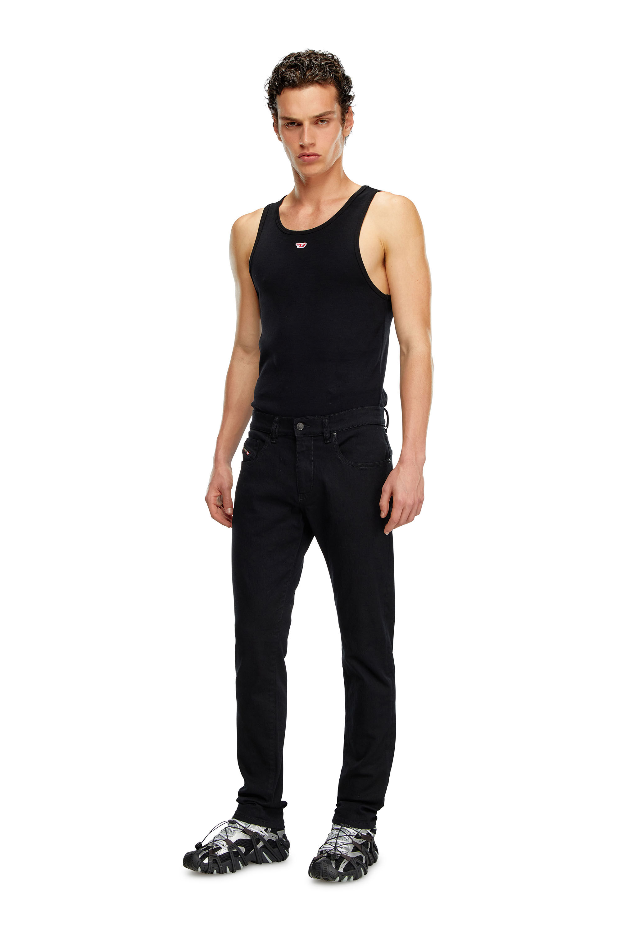 2019 D STRUKT Man Slim fit Jeans stretch denim Black Dark grey Diesel