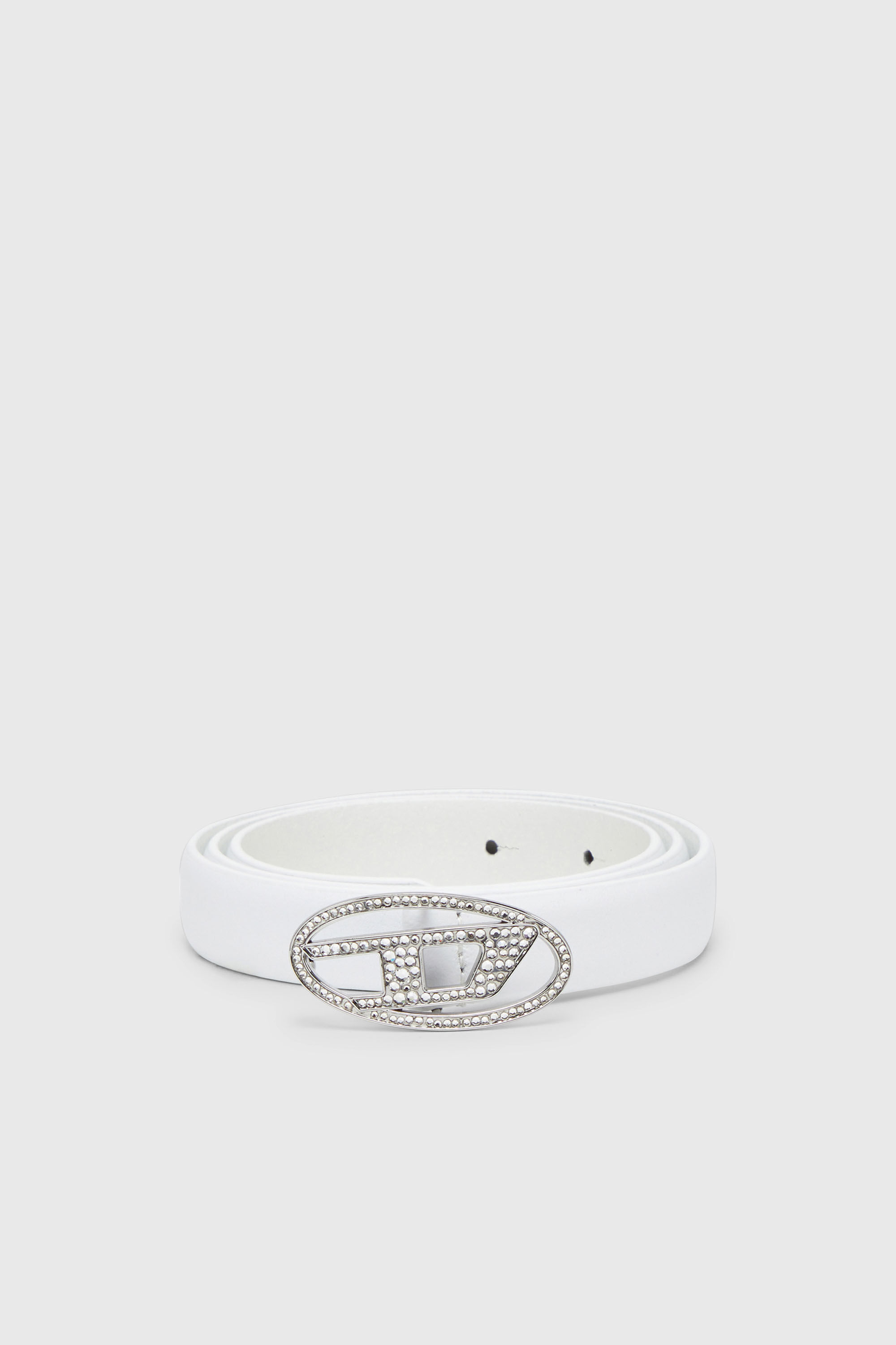 Diesel - B-1DR STRASS 20, Ceinture 1.9 cm fine en cuir avec boucle en cristal Femme in Blanc - 1