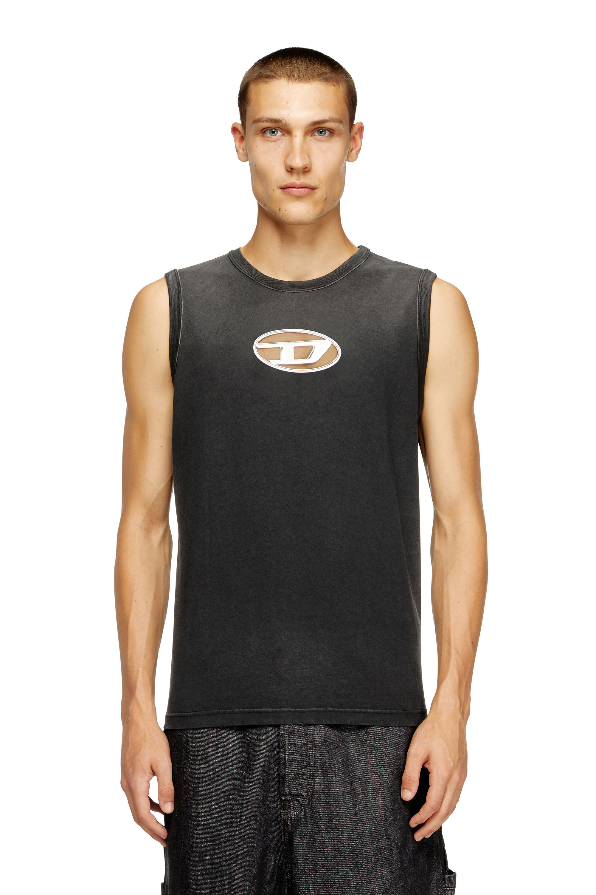 Diesel - T-BRICO, Débardeur délavé avec Oval D bouffant Homme in Noir - 3