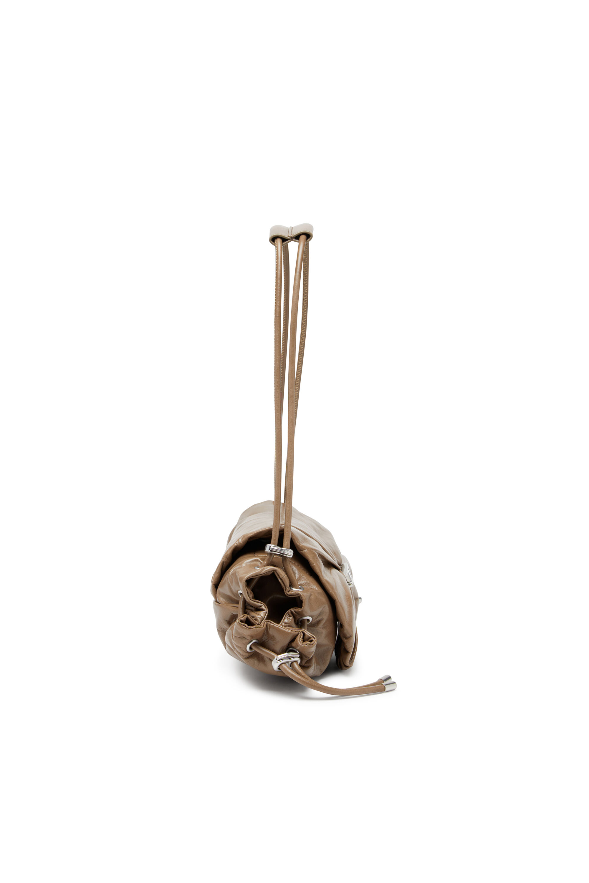 Diesel - SCRUNCH-D SHOULDER S, Scrunch-D S-Sac à bandoulière en cuir froissé Femme in Marron - 4