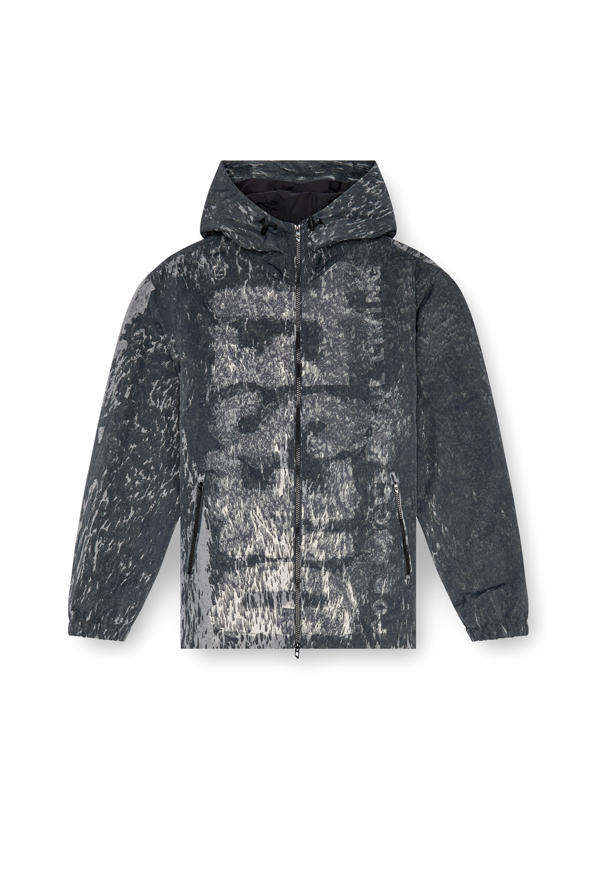 Diesel - J-BRICK, Coupe-vent à capuche avec imprimé « Rain Camo » Homme in Noir - 2