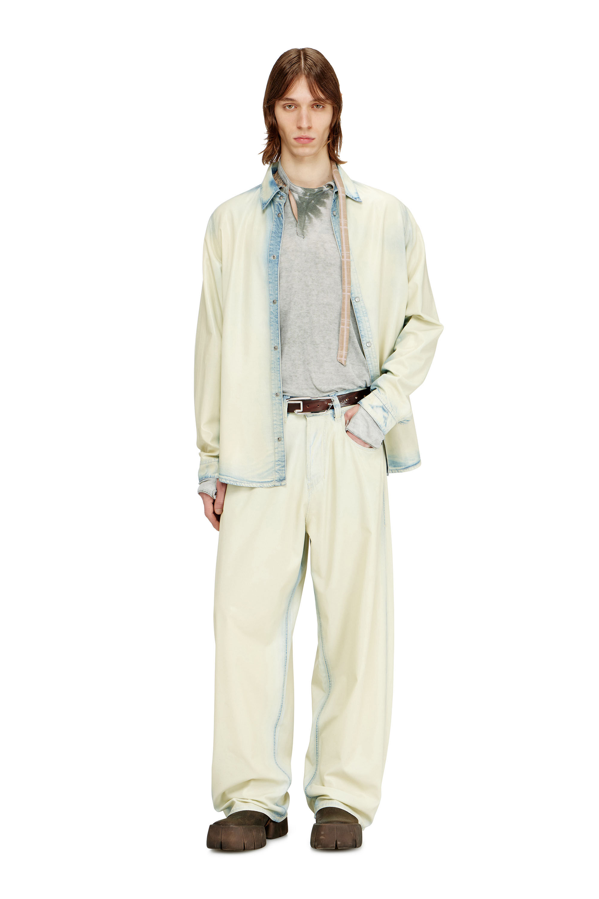 Diesel - B-D LINE 30, Ceinture en cuir cir&eacute; de 3 cm avec boucle D-logo Mixte in Marron - 4