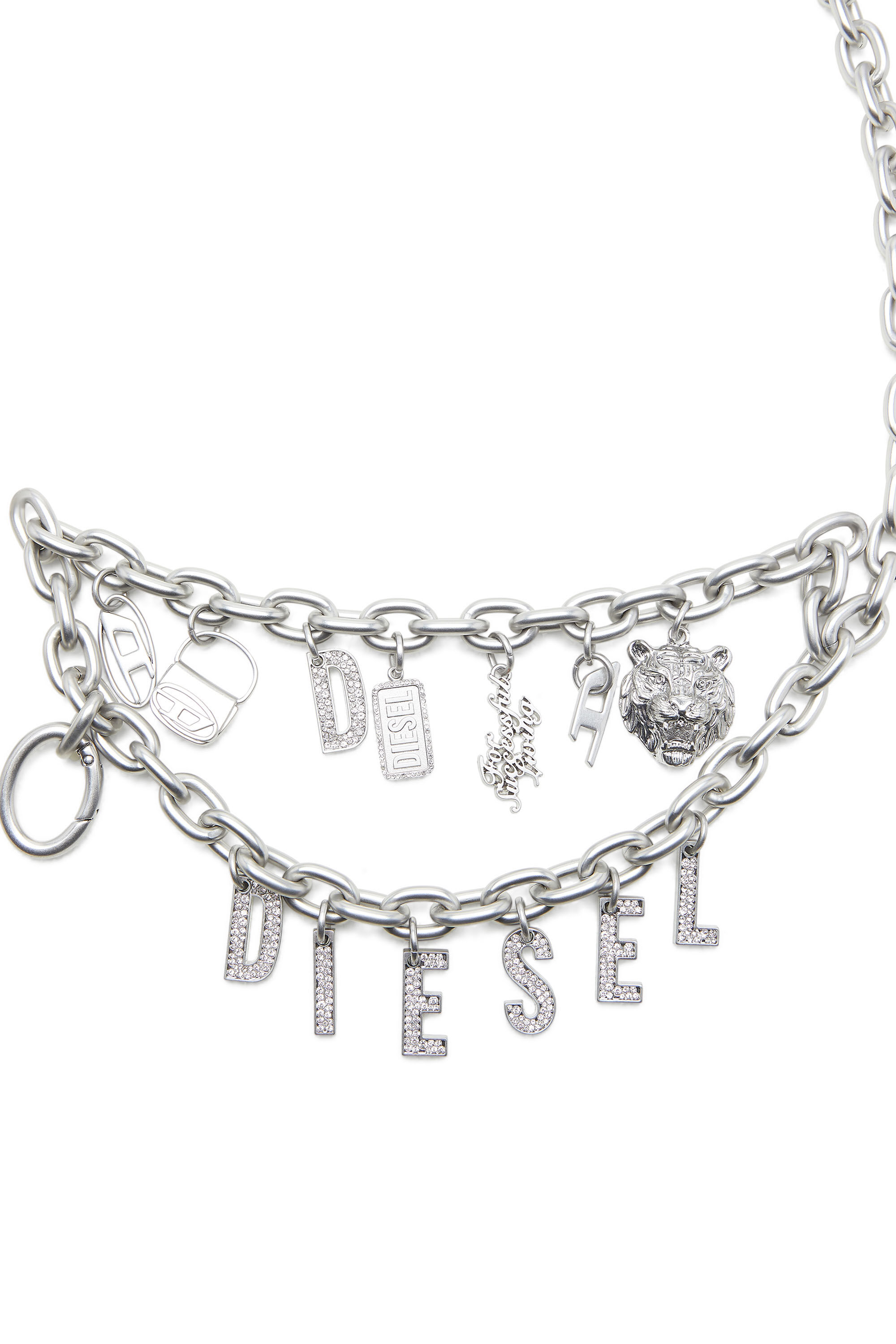 Diesel - HOSHI B-MULTICHARM CHAIN, Ceinture en chaîne à plusieurs breloques Mixte in Gris argenté - 2