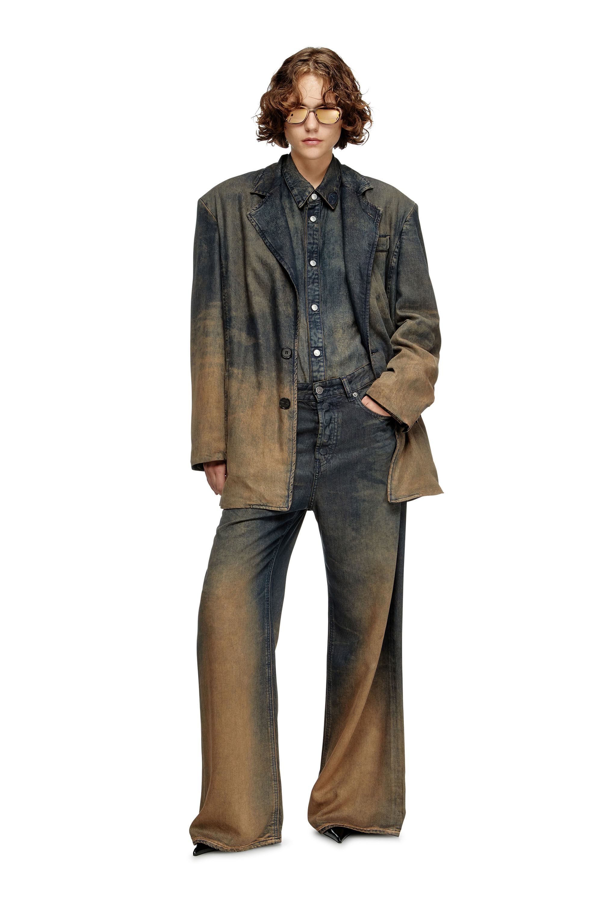 Diesel - D-REG-S, Blazer en denim fluide nuancé Mixte in Bleu - 7