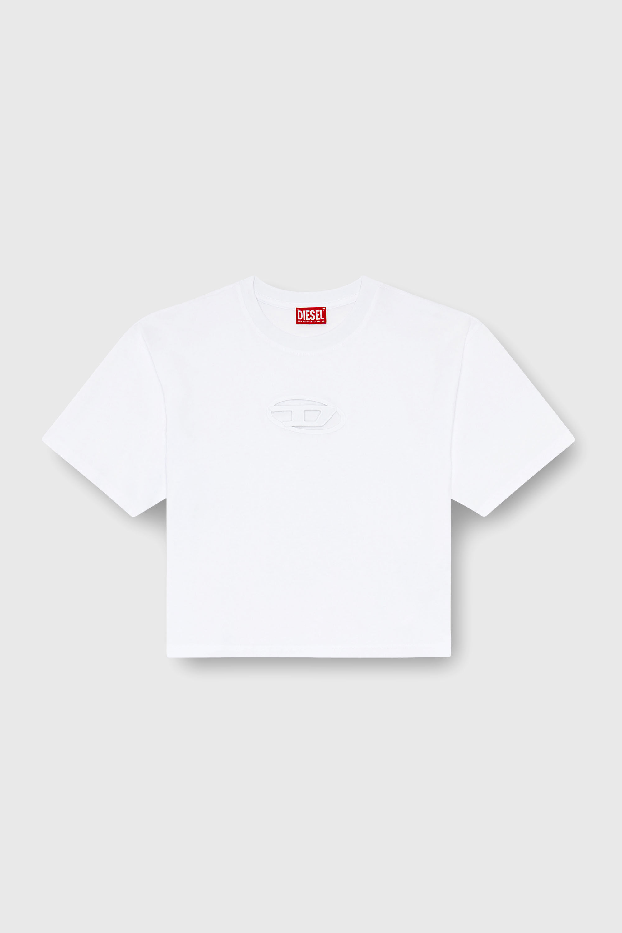 Diesel - T-BUXT-CROP-OD, T-shirt boxy avec cut-out Oval D Femme in Blanc - 2
