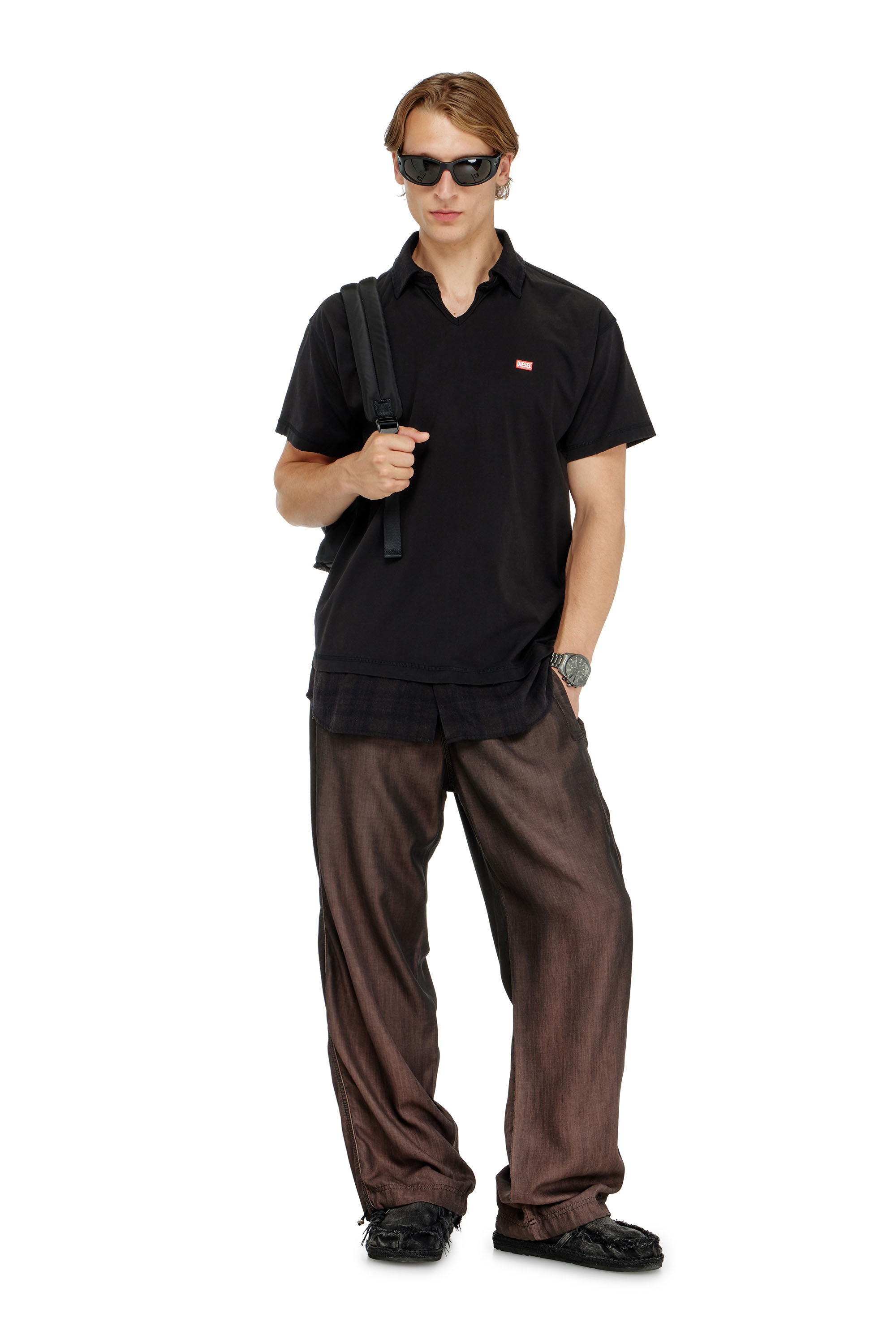 Diesel - T-ANSEL, Polo en jersey avec finitions en flanelle &agrave; carreaux Homme in ToBeDefined - 1