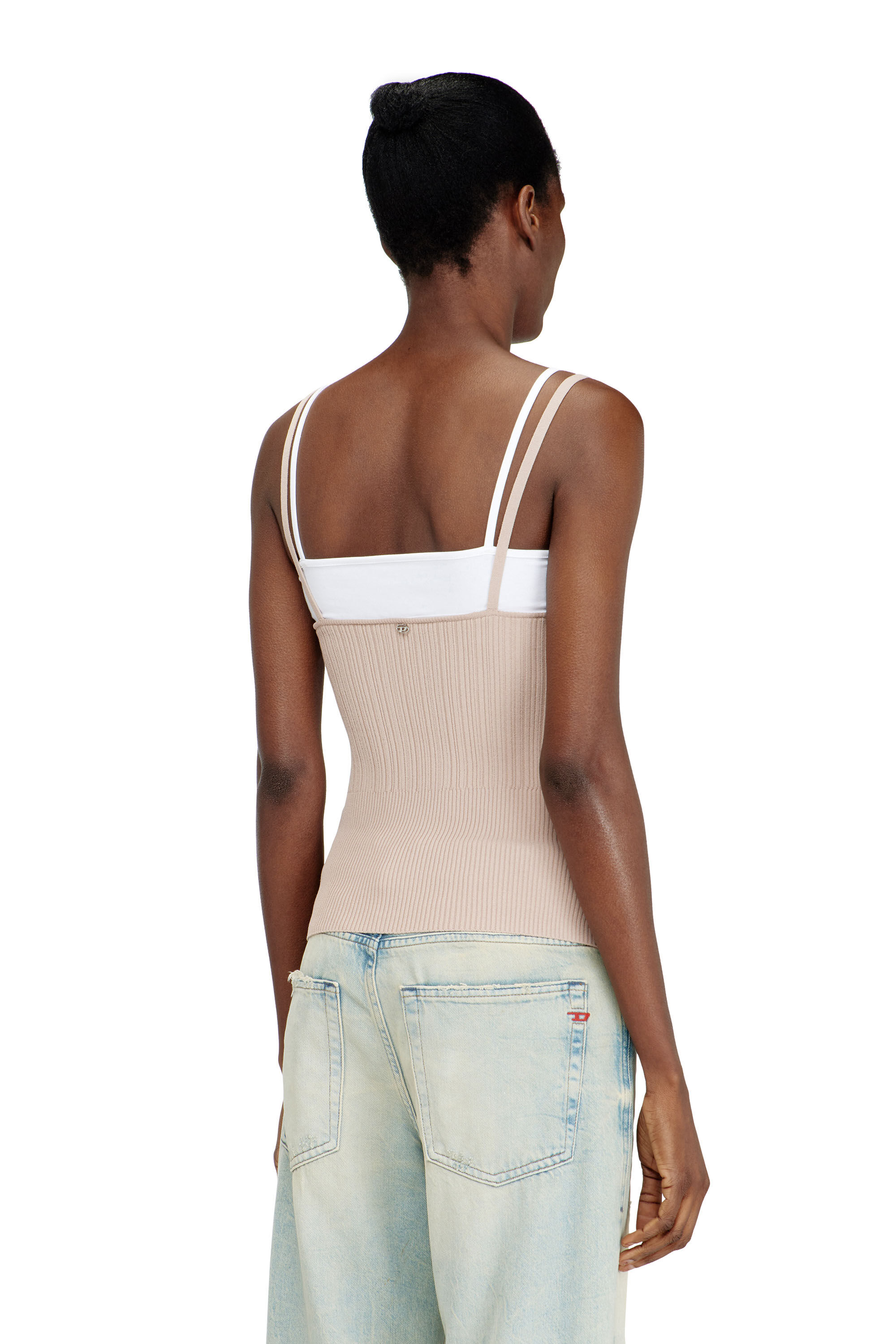 Diesel - M-ZARRINA, D&eacute;bardeur superpos&eacute; en maille c&ocirc;tel&eacute;e Femme in Rose - 4