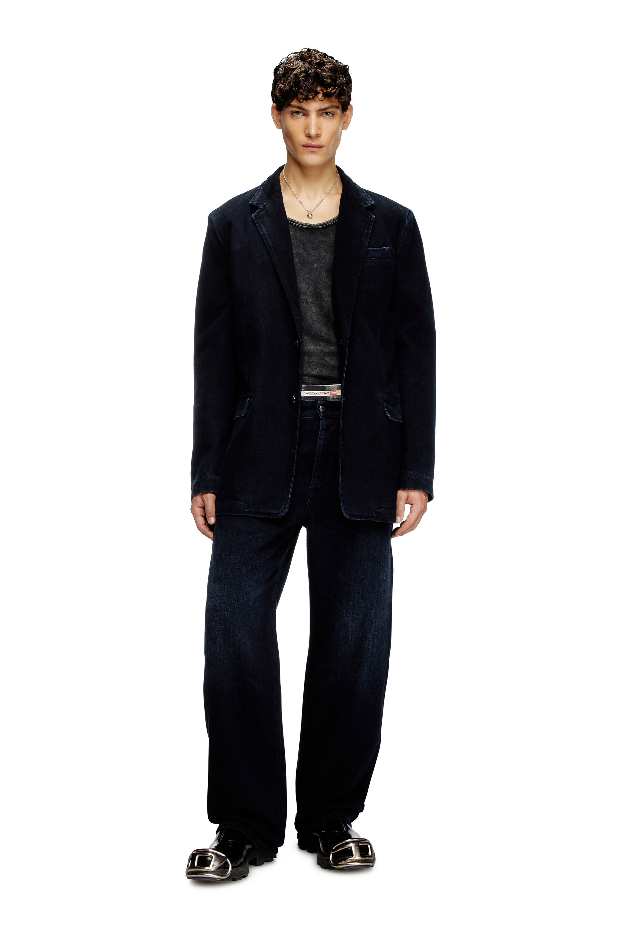 Diesel - D-REGER-D, Blazer en denim strié Mixte in Bleu - 1