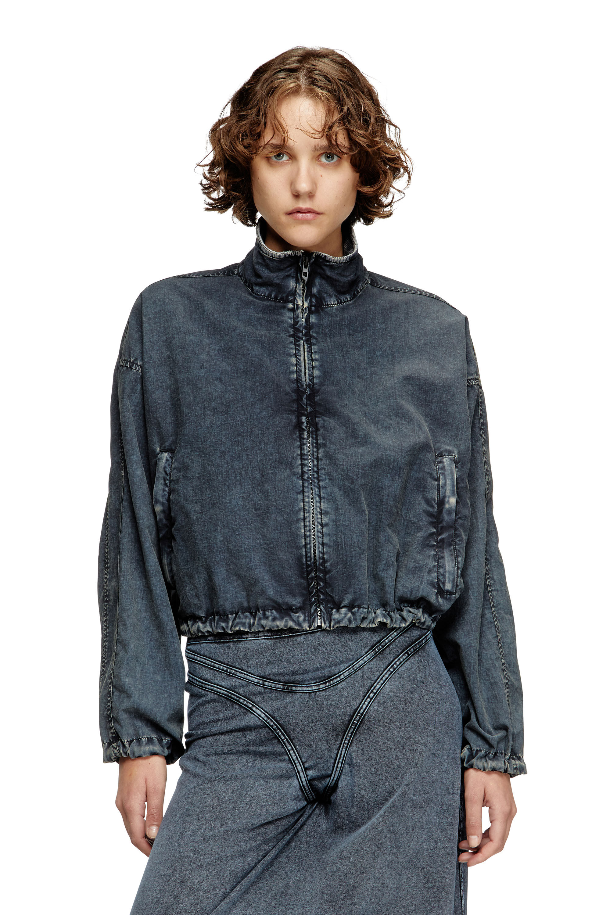Diesel - G-LEAM-R1, Veste cropped en taslan de nylon recyclé Femme in Bleu - 3