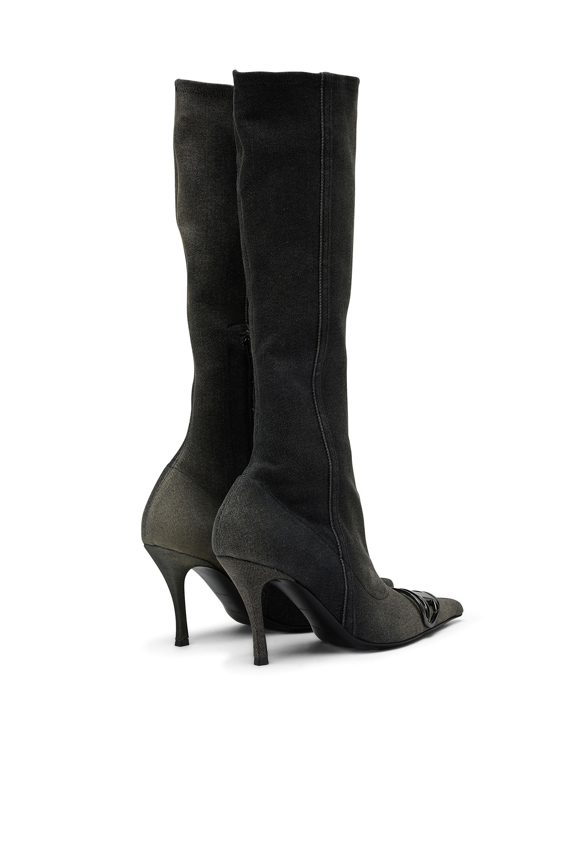 Diesel - D-VENUS KB D, Woman D-Venus-Knee-high boots in stretch denim in Black - Image 3