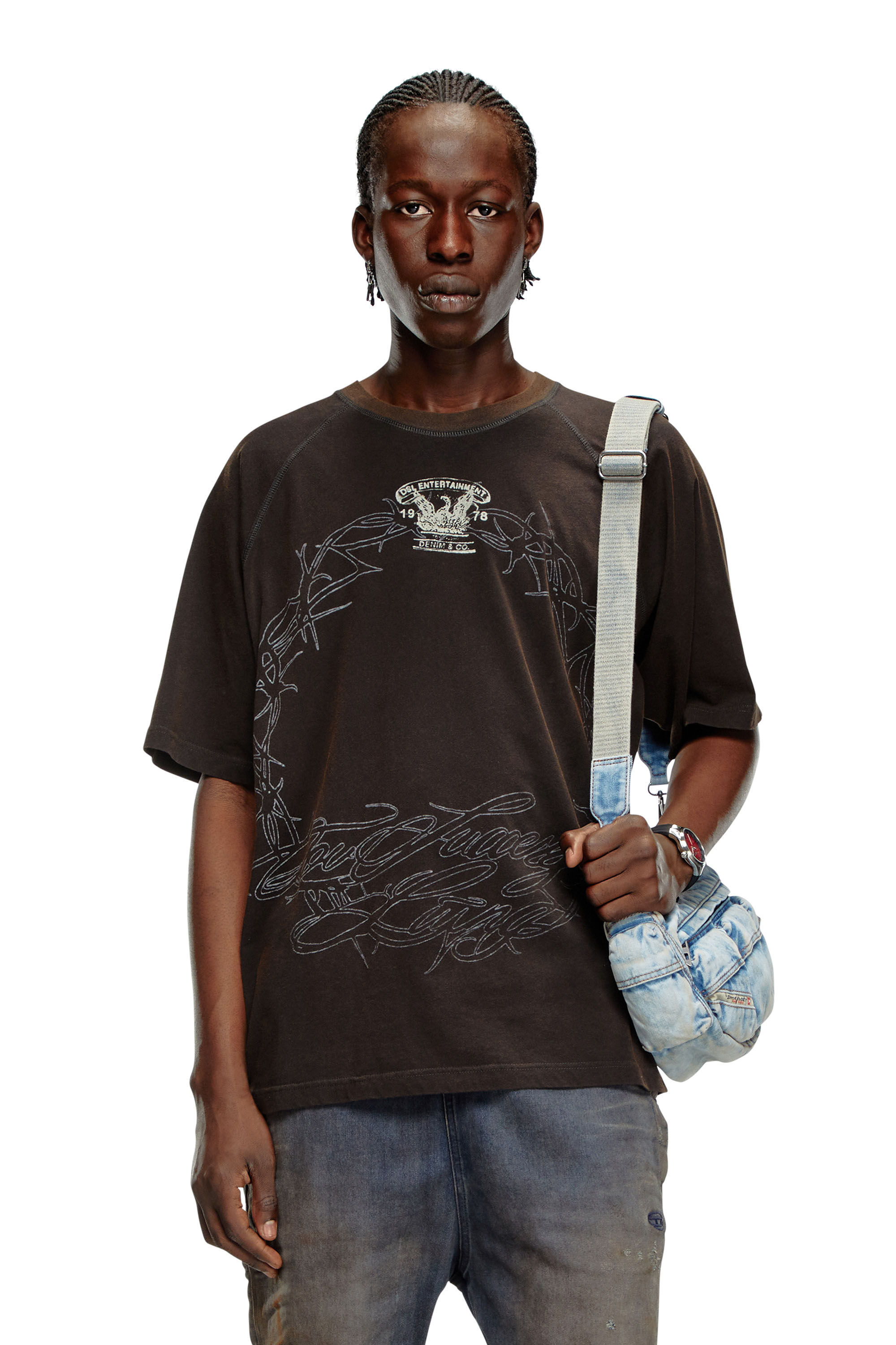 Diesel - T-ROXT-Q1, Homme T-shirt avec imprimé inside-out in Noir - Image 3
