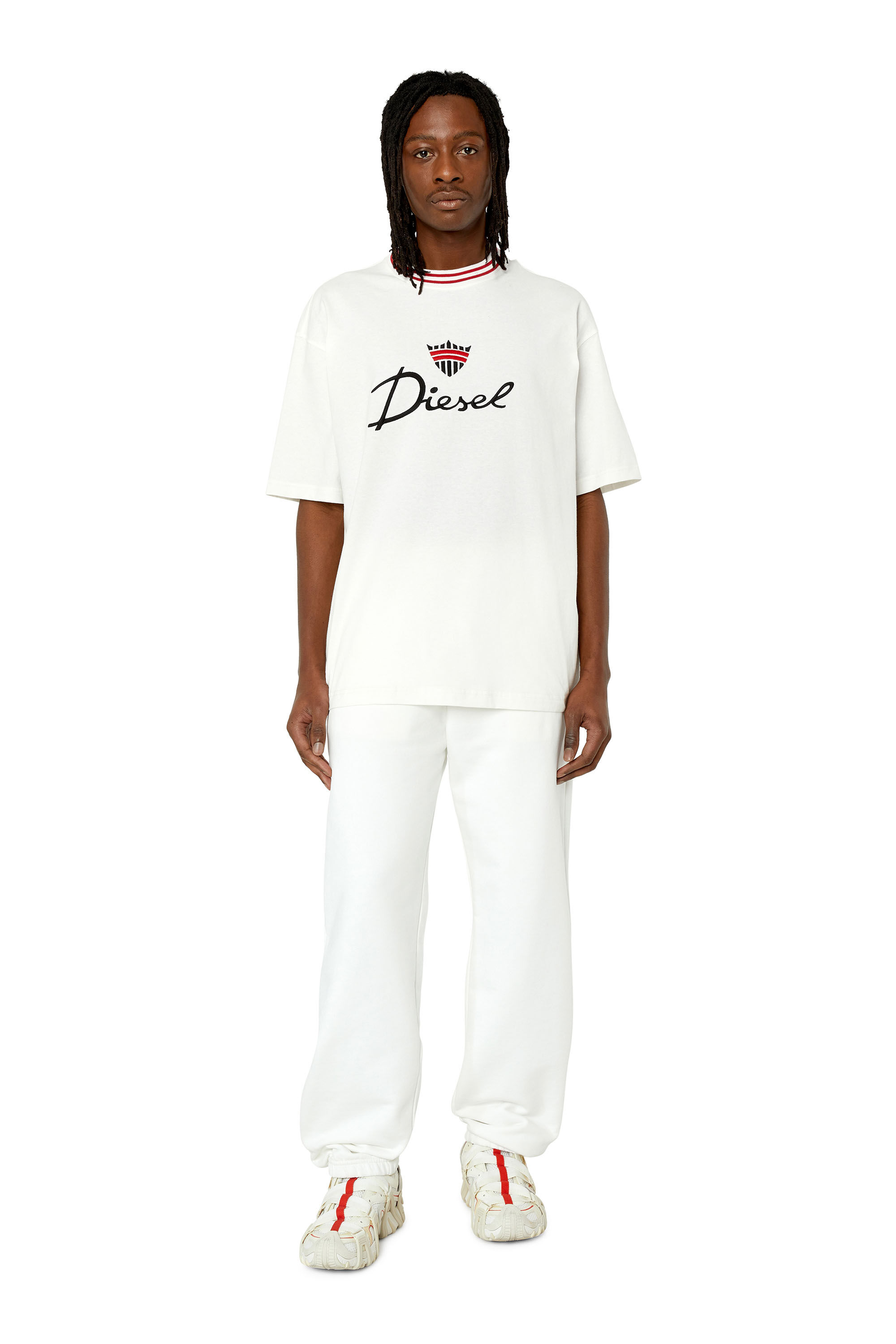 Diesel - T-WASH-G6, T-shirt avec logo couronne brodé Homme in Blanc - 1