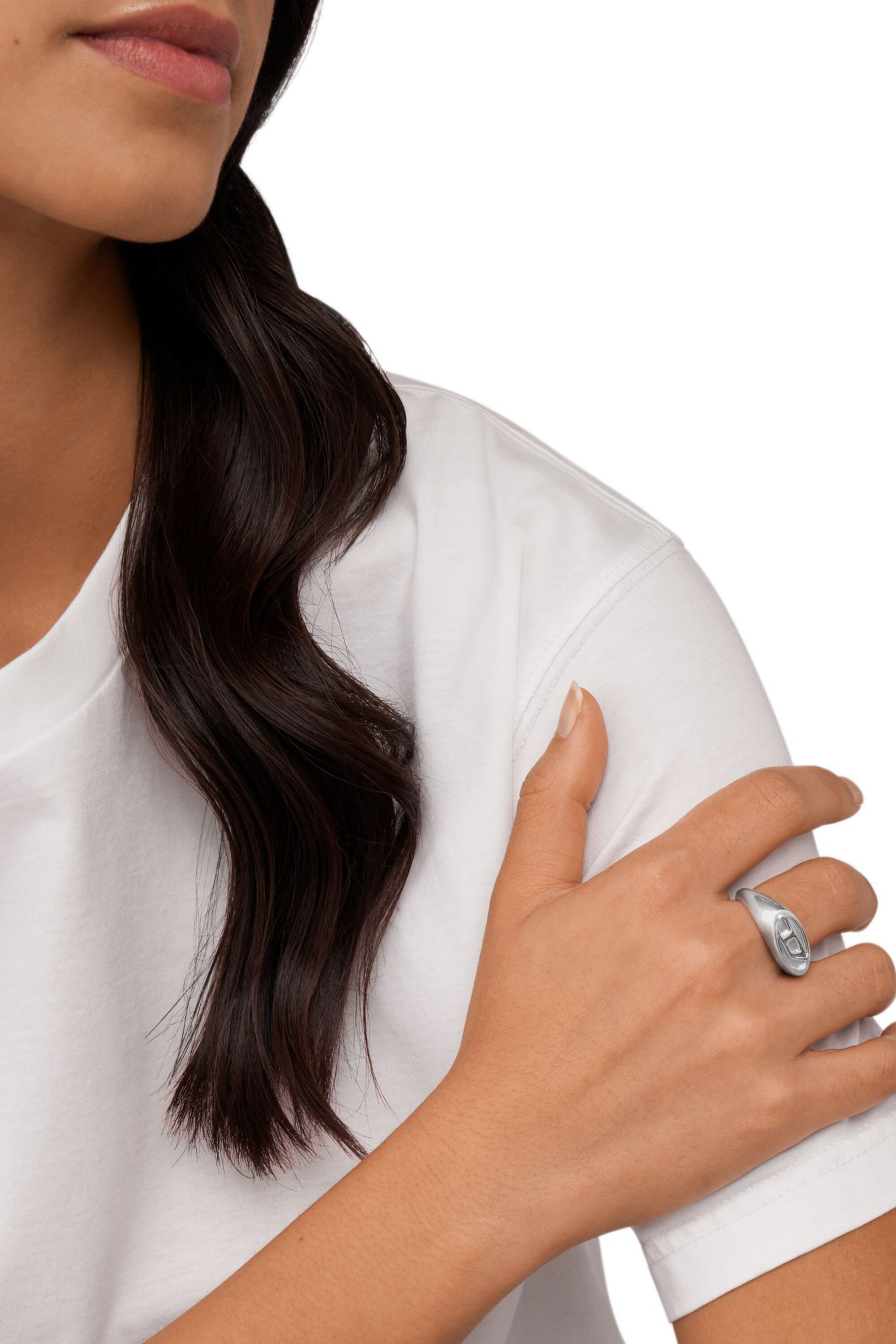 Bague en acier inoxydable Femme Gris argente Diesel