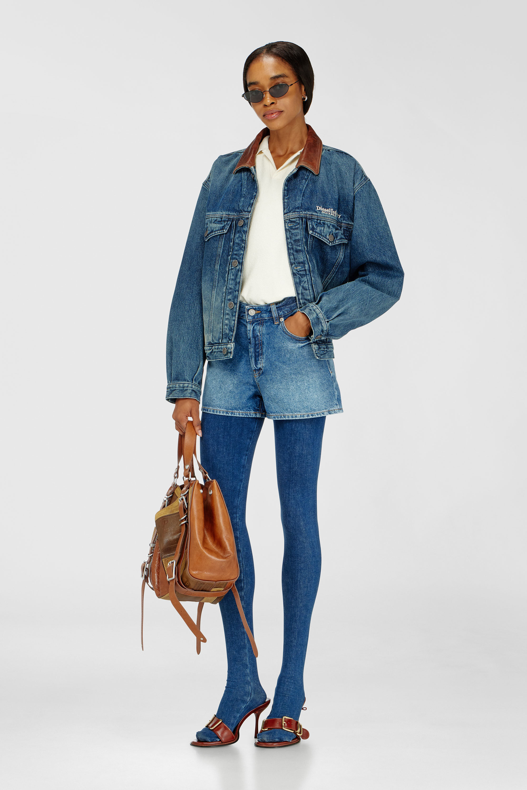 Diesel - D-ONE TOPHANDLE M, D-One-Sac medium &agrave; poign&eacute;e sup&eacute;rieure en cuir patchwork Mixte in Marron - 1