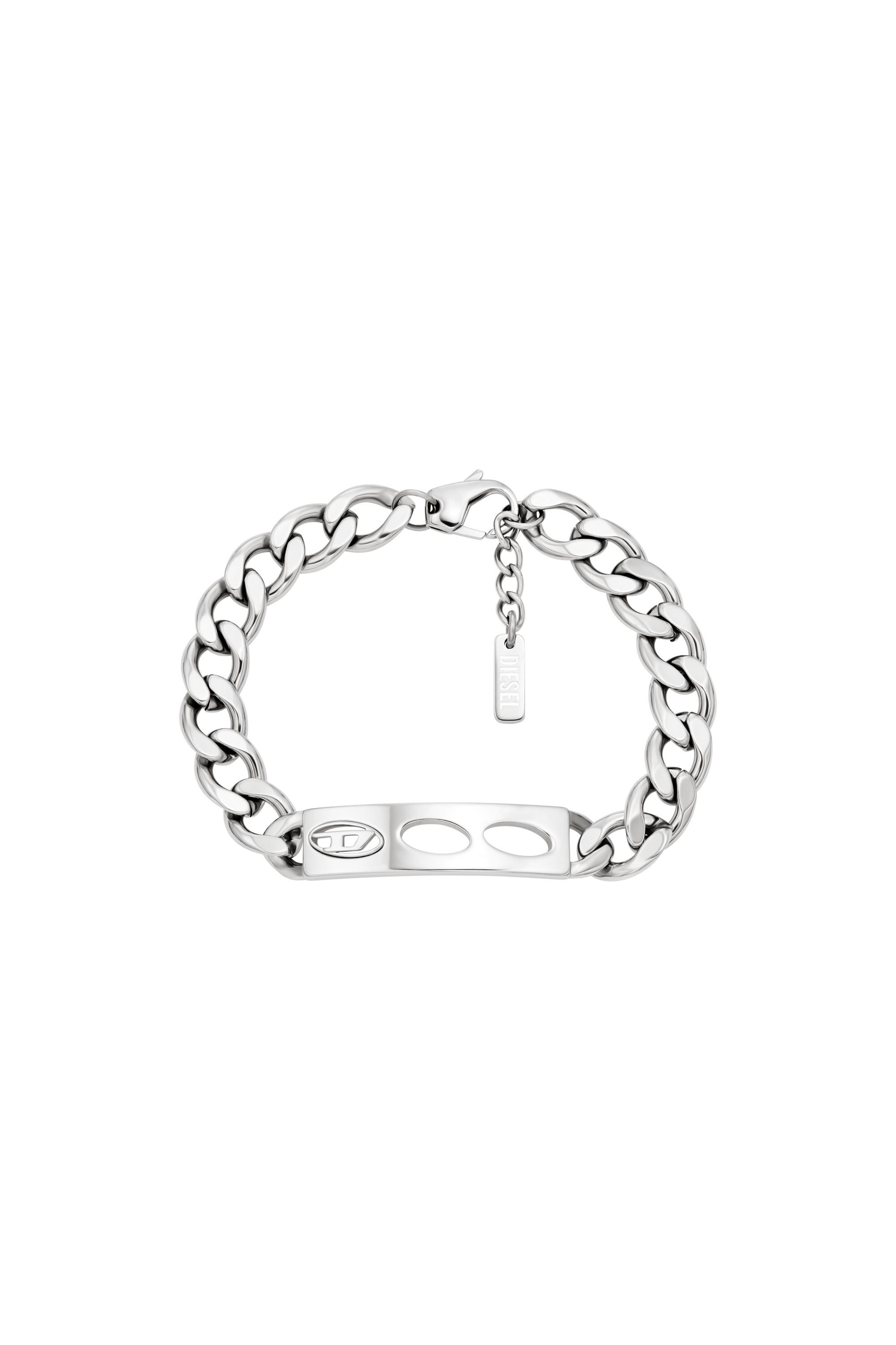 Diesel - DX166340 JEWELLERY, Bracelet d'identit&eacute; en acier inoxydable Mixte in Gris argent&eacute; - 1