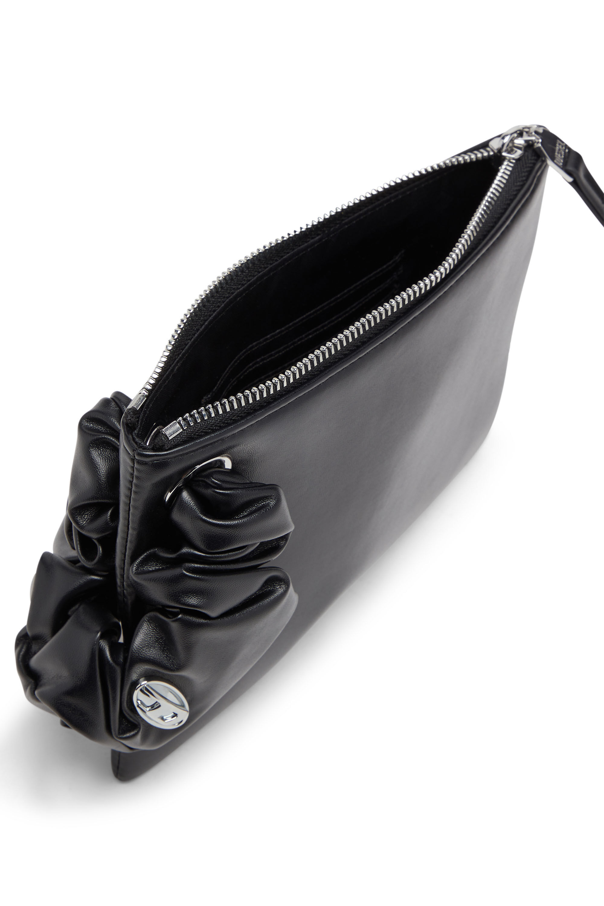 Diesel - GRAB-D POUCH, Pochette zippée avec bracelet style chouchou Femme in Noir - 4