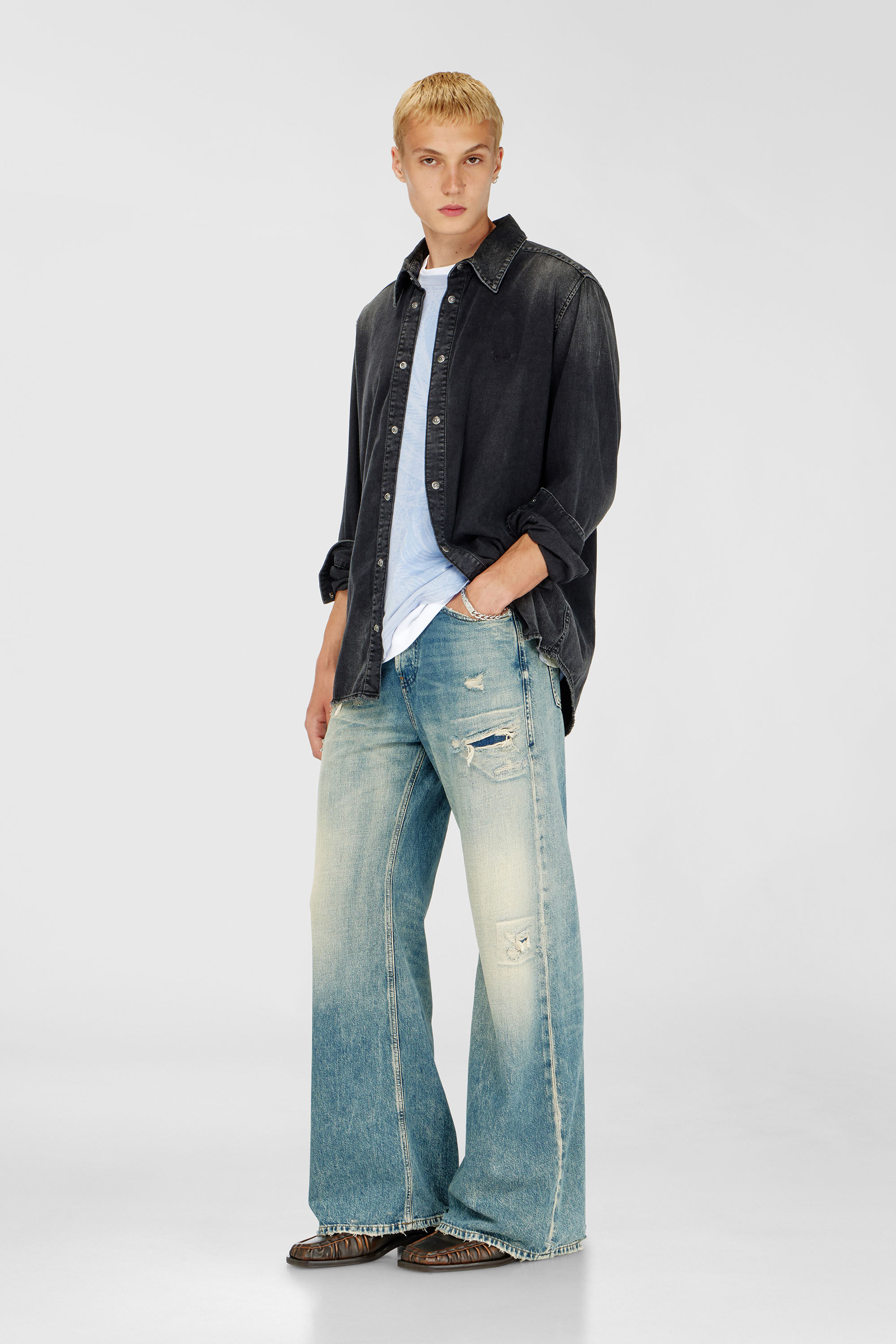 Diesel - D-SIMPLY, Chemise en denim &agrave; manches longues Homme in Noir - 1