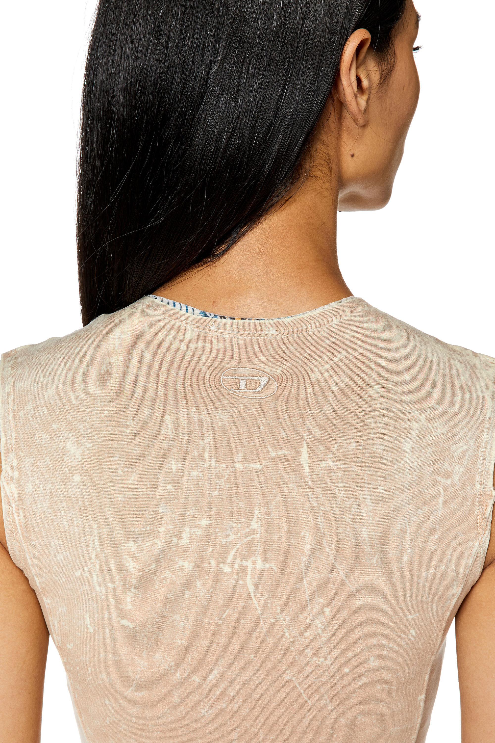 Diesel - D-TREATY, Robe double épaisseur avec délavage marbré Femme in Beige - 4